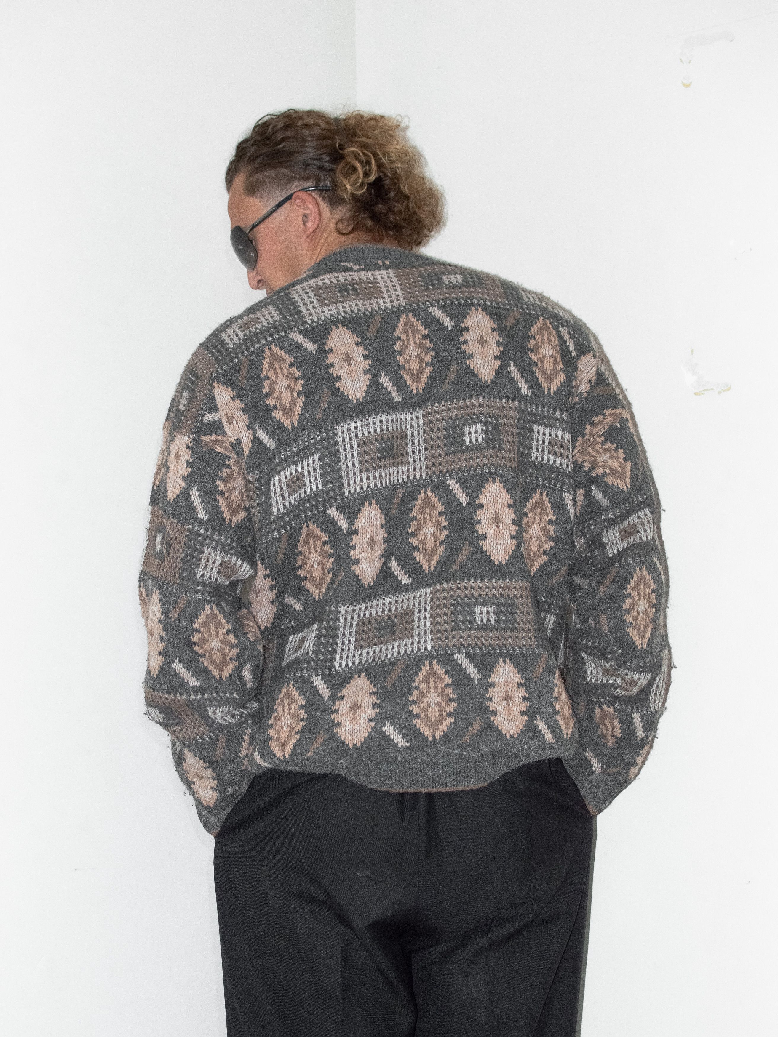 Designer × Vintage Vintage 90s Chunky Geometric Crazy Pattern Sweater Size US XL / EU 56 / 4 - 3 Thumbnail
