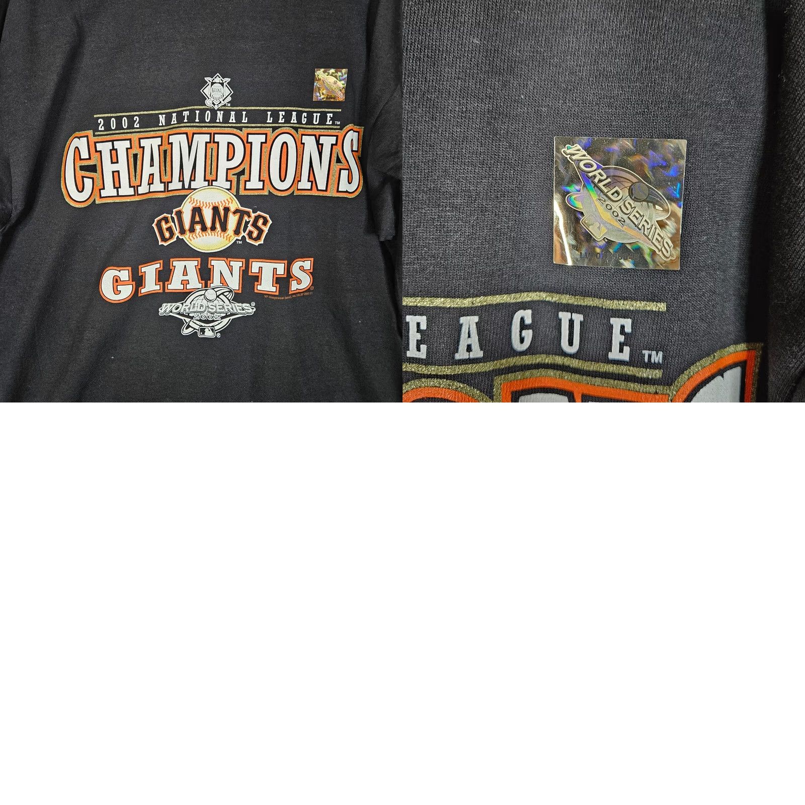 Delta VINTAGE San Francisco Giants 2002 WORLD SERIES T-shirt Sz L Made in USA Shirt Men Black Cotton Delta Pro Weight USA Baseball Size US L / EU 52-54 / 3 - 8 Thumbnail
