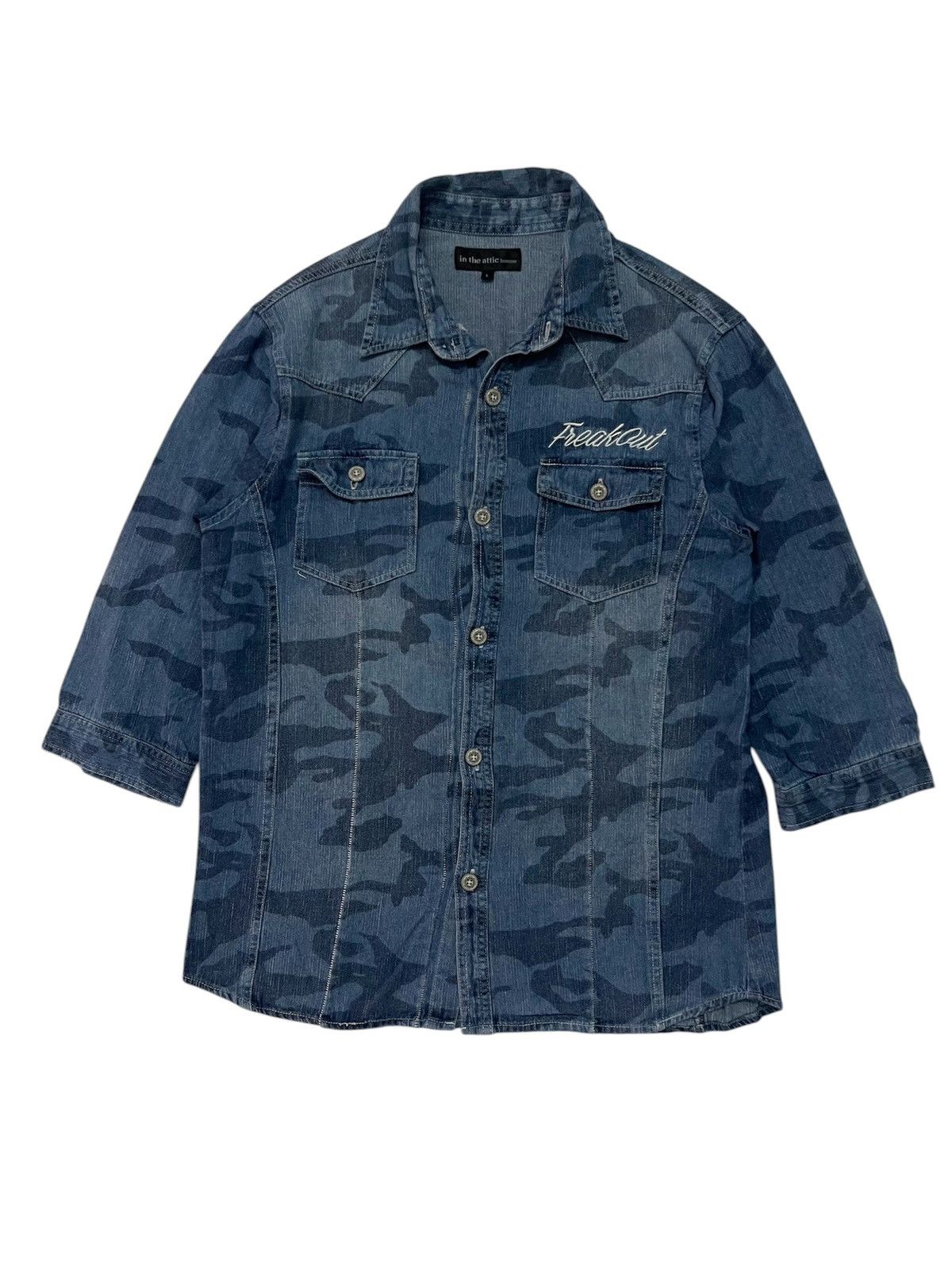 Hysteric Glamour × In The Attic × Japanese Brand Punk🔥In the Attic Homme Camouflage Denim Button up Shirt Size US M / EU 48-50 / 2 - 3 Thumbnail