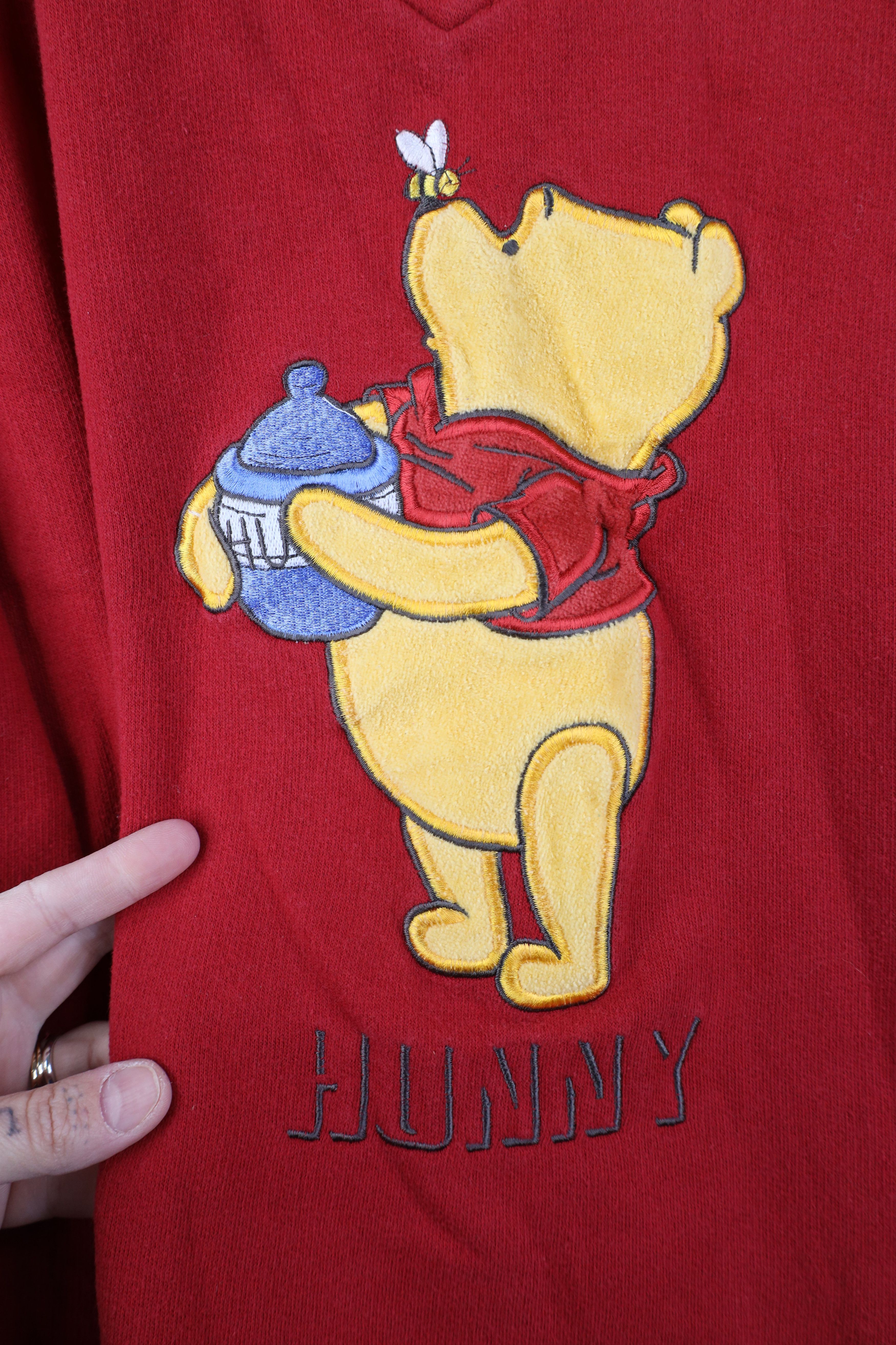 Disney Vintage Disney Winnie the Pooh Hunny V-Neck Sweatshirt Red Size XXL / US 16-18 / IT 52-54 - 4 Thumbnail