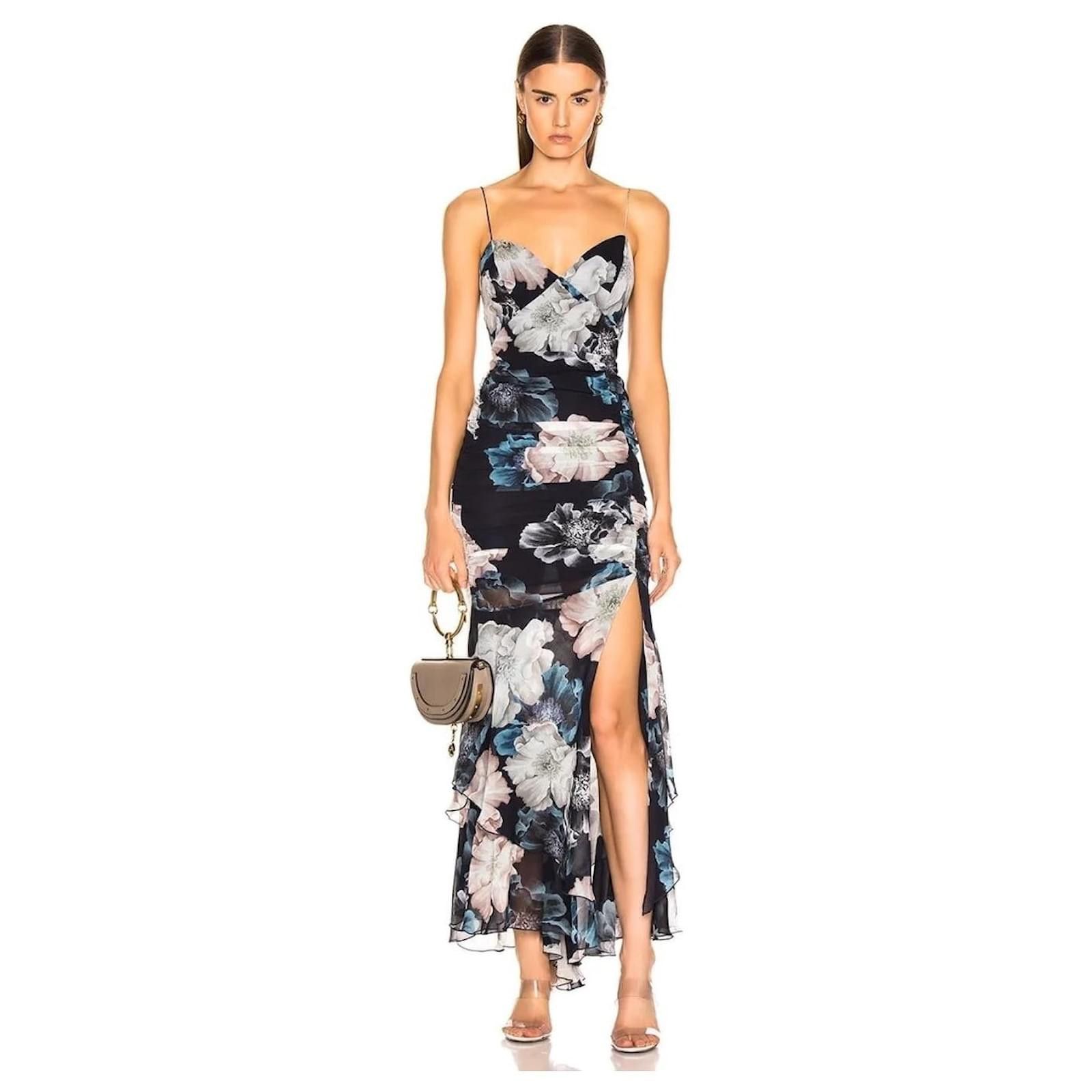NICHOLAS Nicholas Navy Floral Layered Drawstring Dress Size S / US 4 / IT 40 - 1 Thumbnail