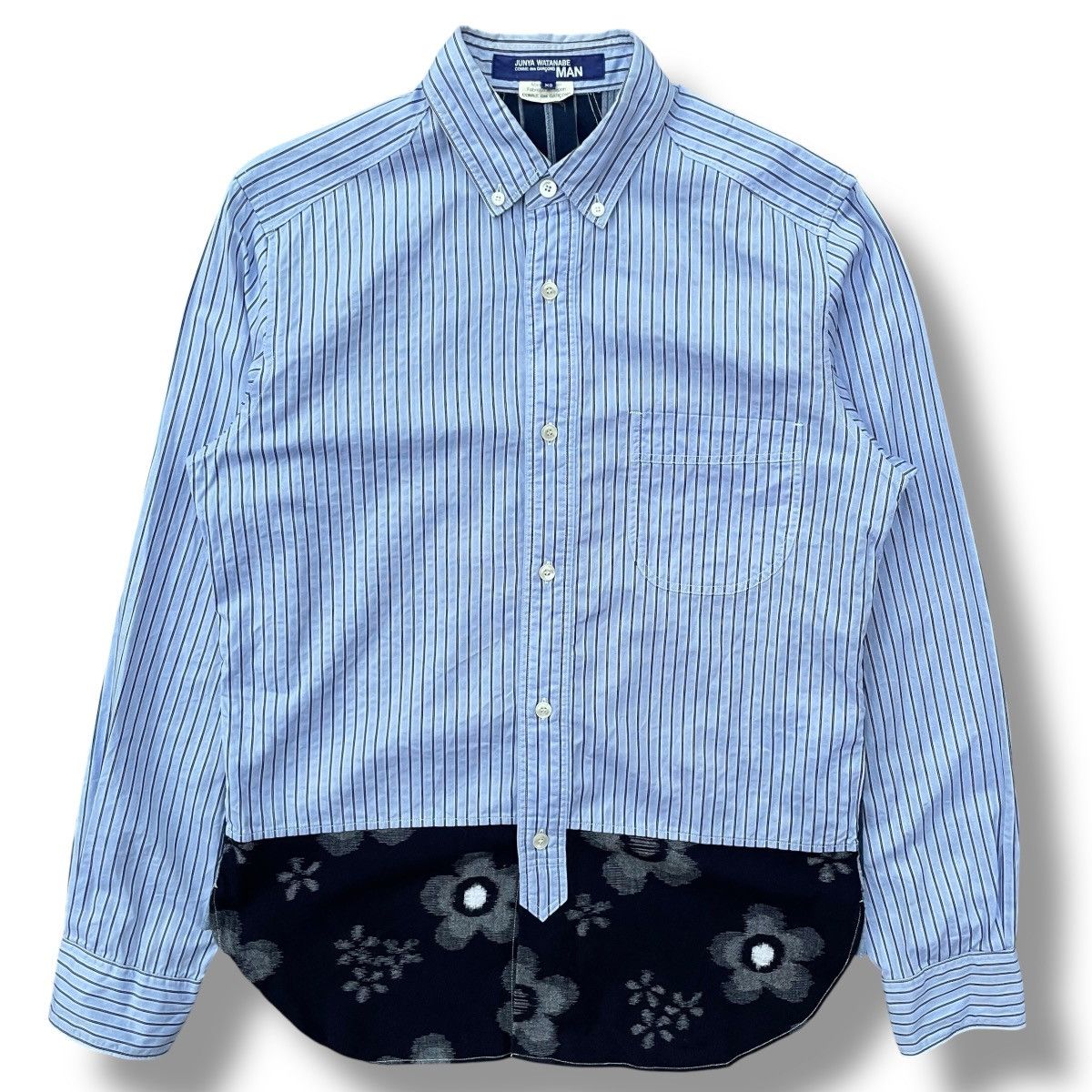 Junya Watanabe Junya Watanabe AD2014 Switching Navy Striped Linen Shirt Size US XS / EU 42 / 0 - 2 Thumbnail