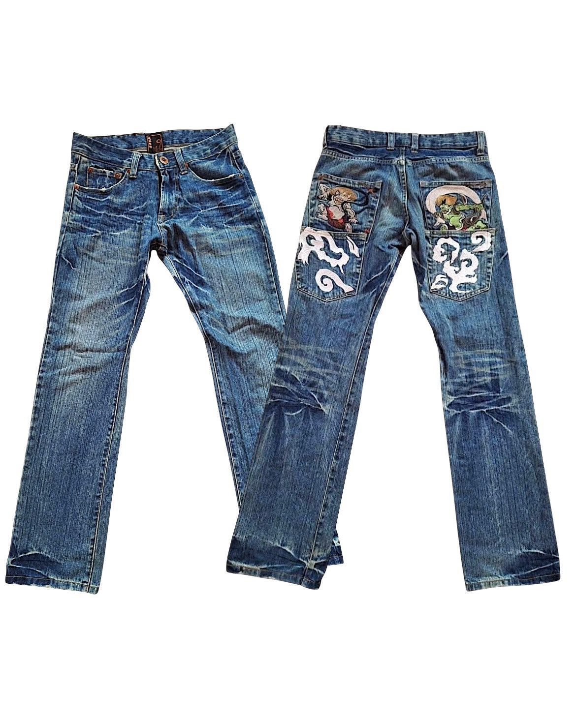 Japanese Gaijin Embroidery Tatoo Traditional Japan Jeans