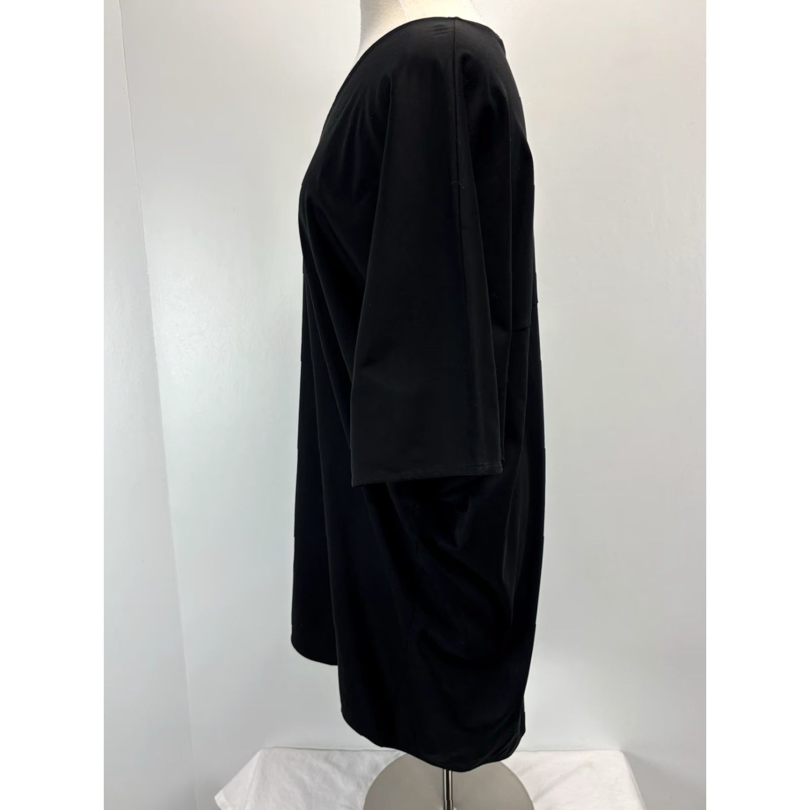 Cos COS Tunic Dress Women’s Black Shift Minimalist Lagenlook M Knee-Length Casual Travel Party/Cocktail Business V-Neck Half Sleeve Pullover Cotton Size M / US 6-8 / IT 42-44 - 2 Thumbnail