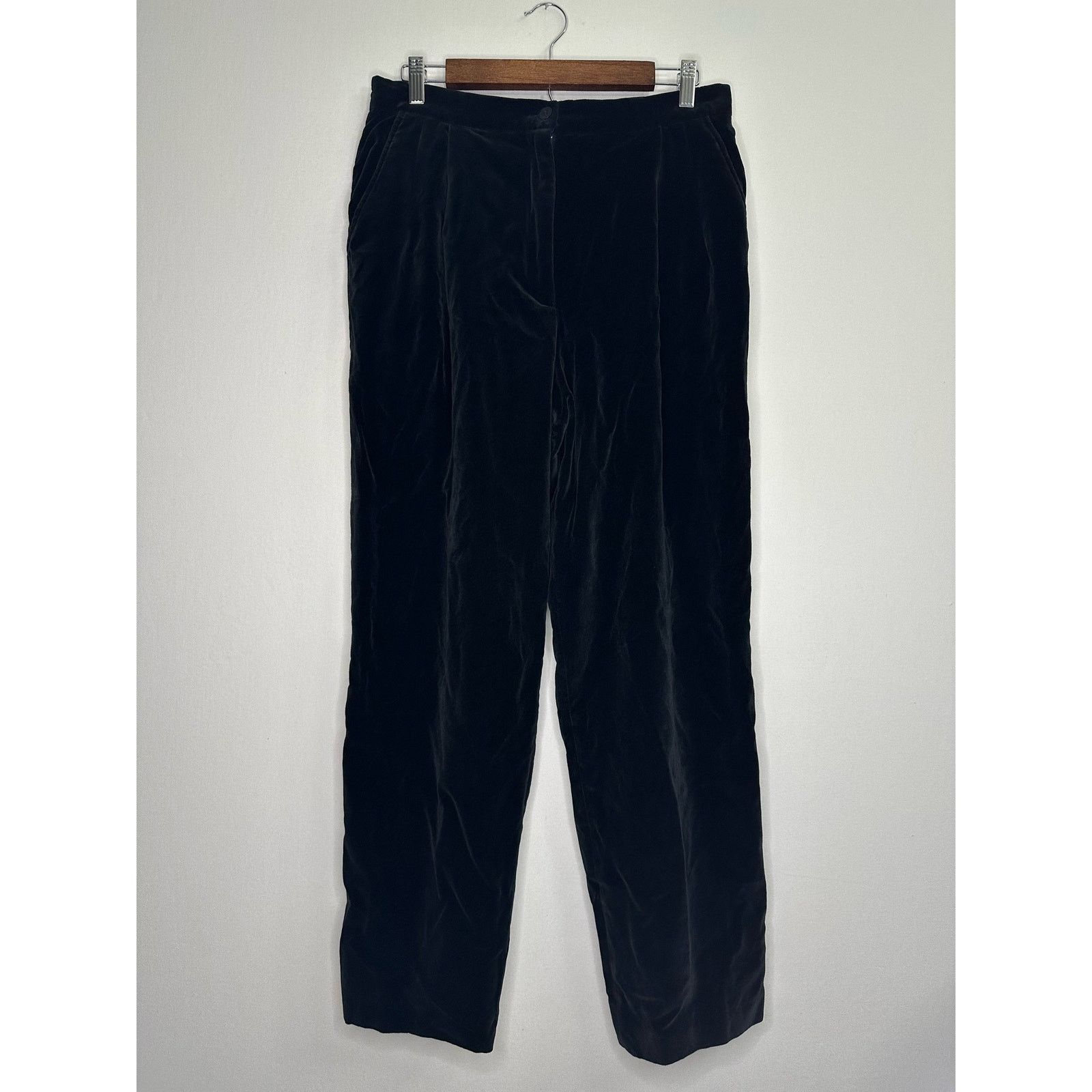 Vintage Country Shop Vintage Size 14 Black Velvet High Waisted Pants Size 36" / US 14 / IT 50 - 2 Thumbnail