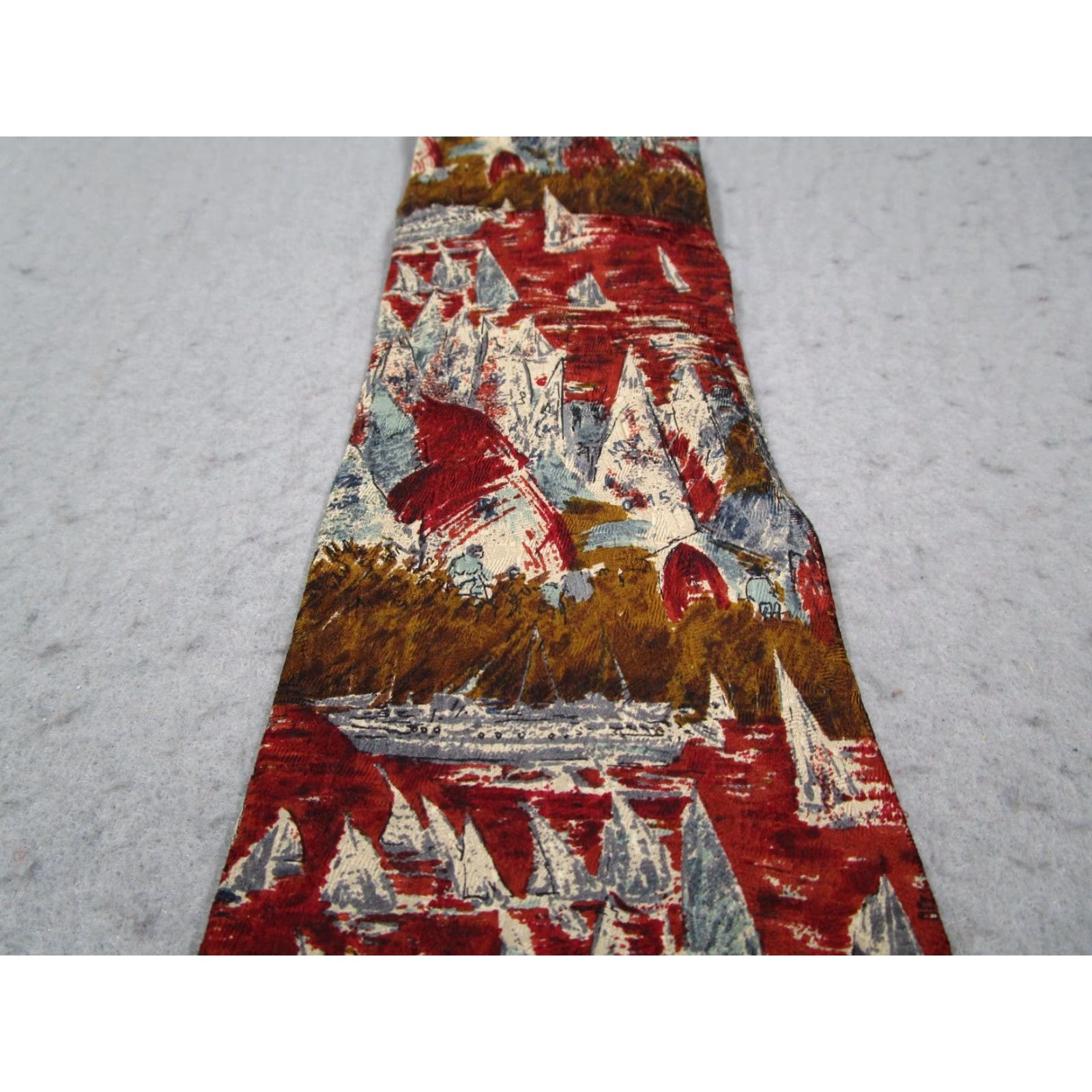 Ermenegildo Zegna Ermenegildo Zegna Tie Mens Red Silk Nautical Abstract Luxury Italian Made Mens Size ONE SIZE - 2 Thumbnail