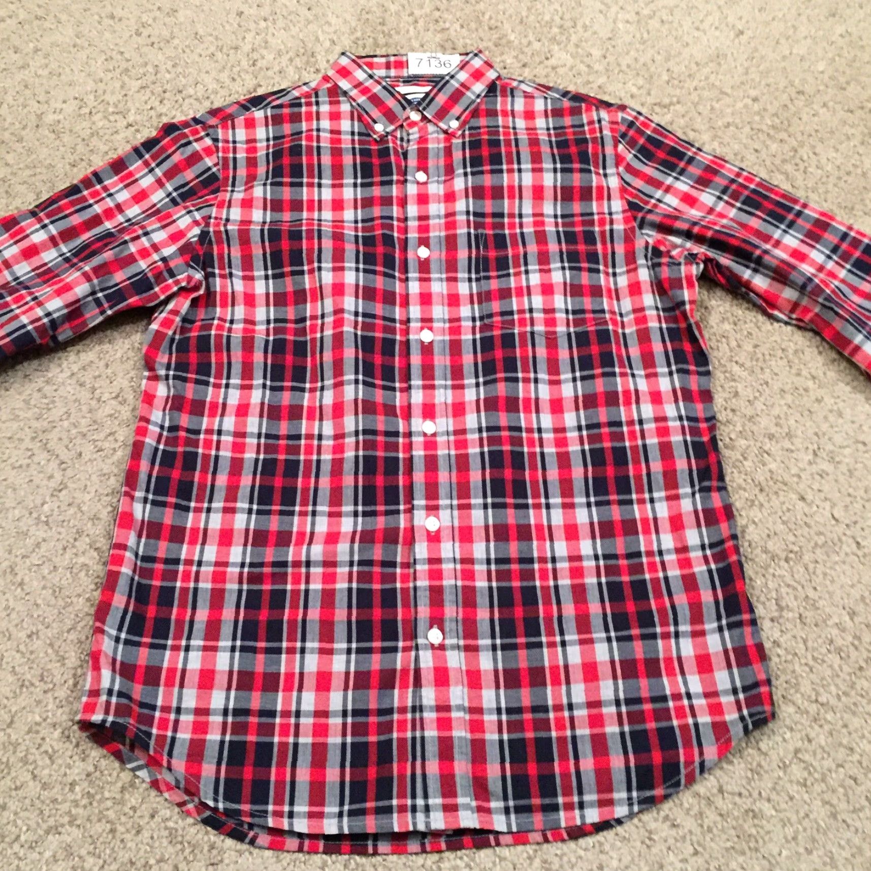 Old Navy Old Navy Shirt Mens Slim Red Black Plaid Long Sleeve Button-Up Size S Size US S / EU 44-46 / 1 - 5 Thumbnail