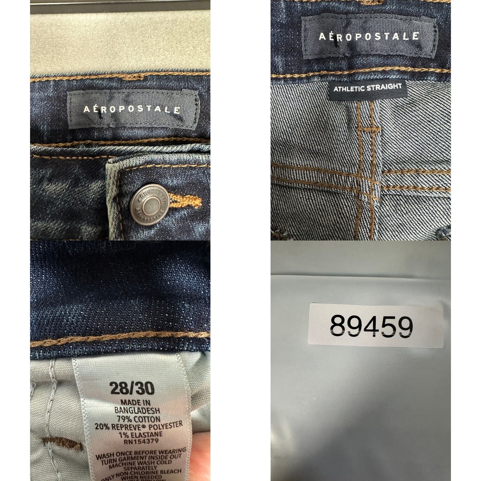 Aeropostale Aero2 Premium Air Denim Aeropostale Athletic Straight Jeans 28x30 Dark Wash Blue Mens Regular Stretch Pockets Stonewashed? Size US 28 / EU 44 - 8 Thumbnail