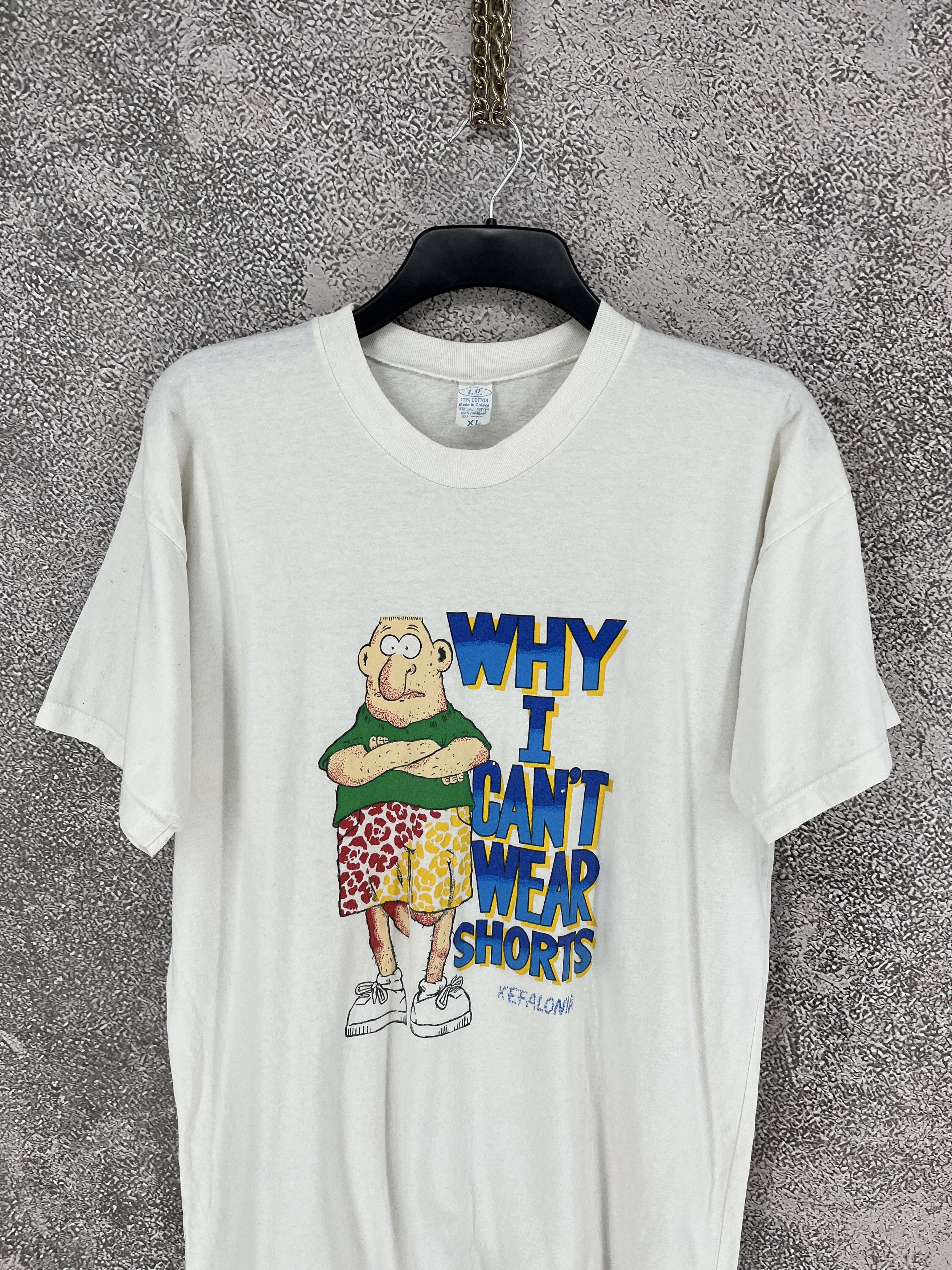 Vintage Y2K 90’s Vintage Why I Can’t Wear Shorts Funny T Shirt Size US XL / EU 56 / 4 - 7 Thumbnail