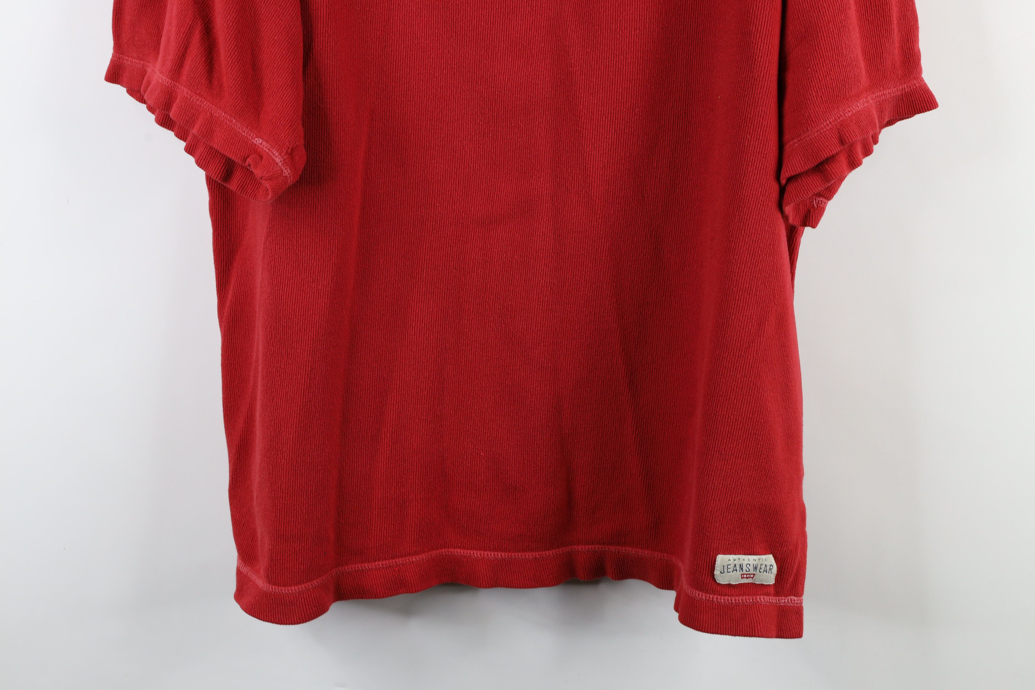 Levi's × Vintage Vintage 90s Levis Ribbed Knit Short Sleeve Henley T-Shirt Size US XL / EU 56 / 4 - 3 Thumbnail