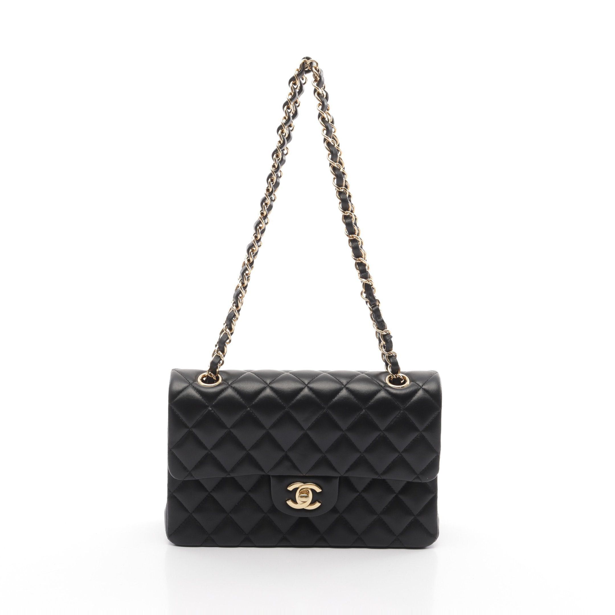 Chanel Chanel Matelasse Double Flap Chain Shoulder Bag Lambskin Black Gold Hardware Size ONE SIZE - 1 Thumbnail