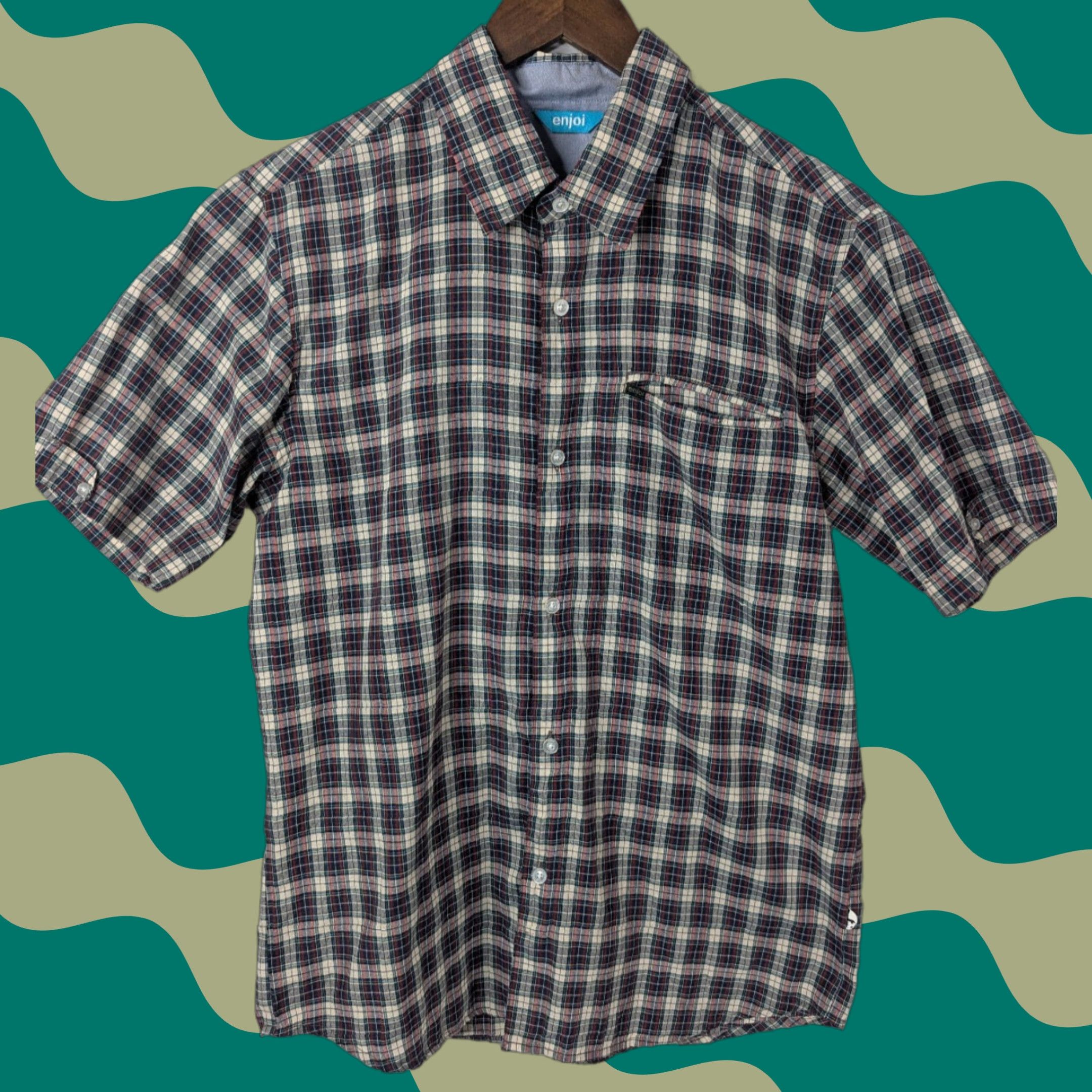 Enjoi Enjoi Shirt Plaid Button-Up Short Sleeve with Front Pocket M Multicolor Cotton Blend Mens Regular Size M Size US M / EU 48-50 / 2 - 1 Thumbnail