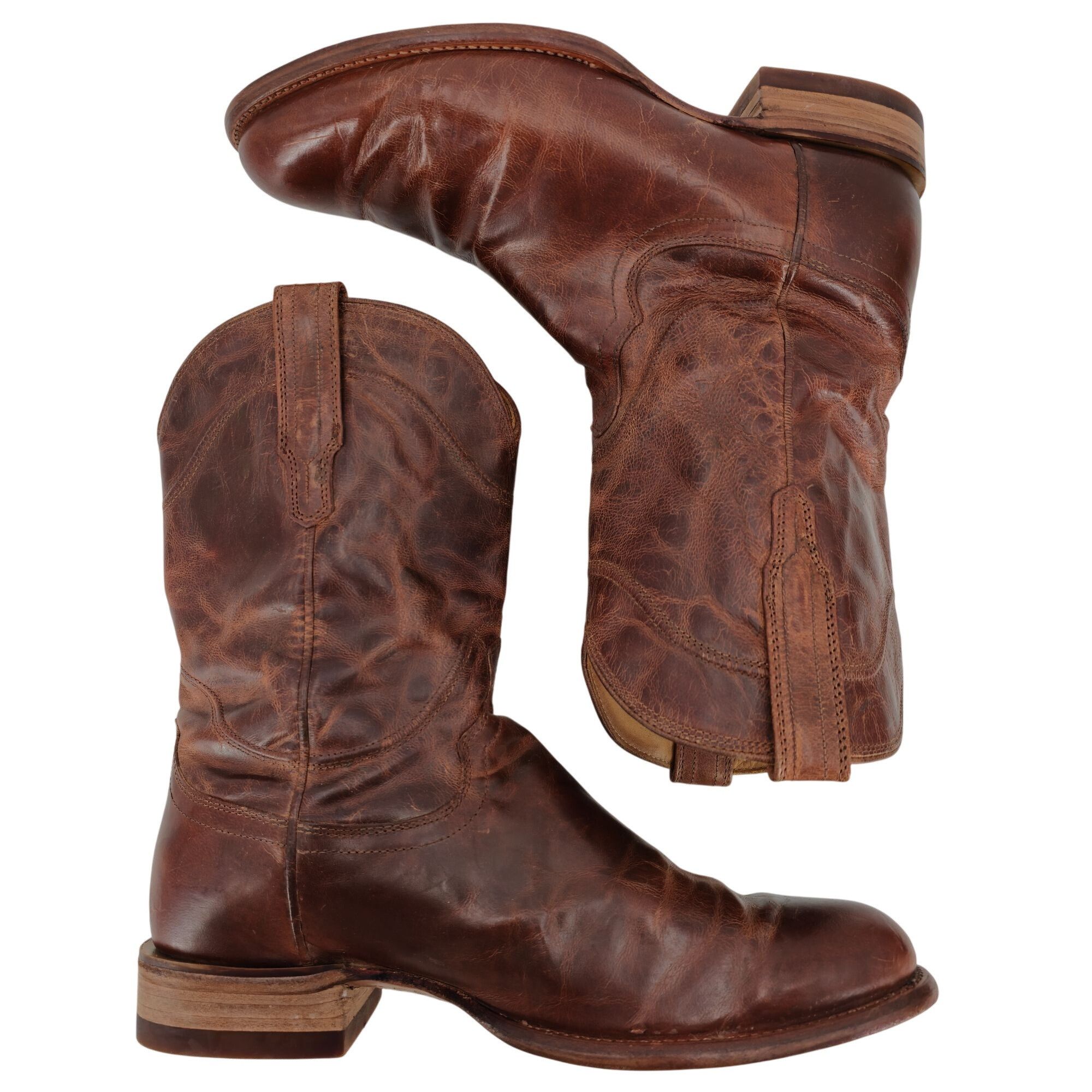 Tecovas Tecovas Earl Men 10.5EE Wide Brown Goat Leather Cowboy Boots Size US 10.5 / EU 43-44 - 8 Thumbnail