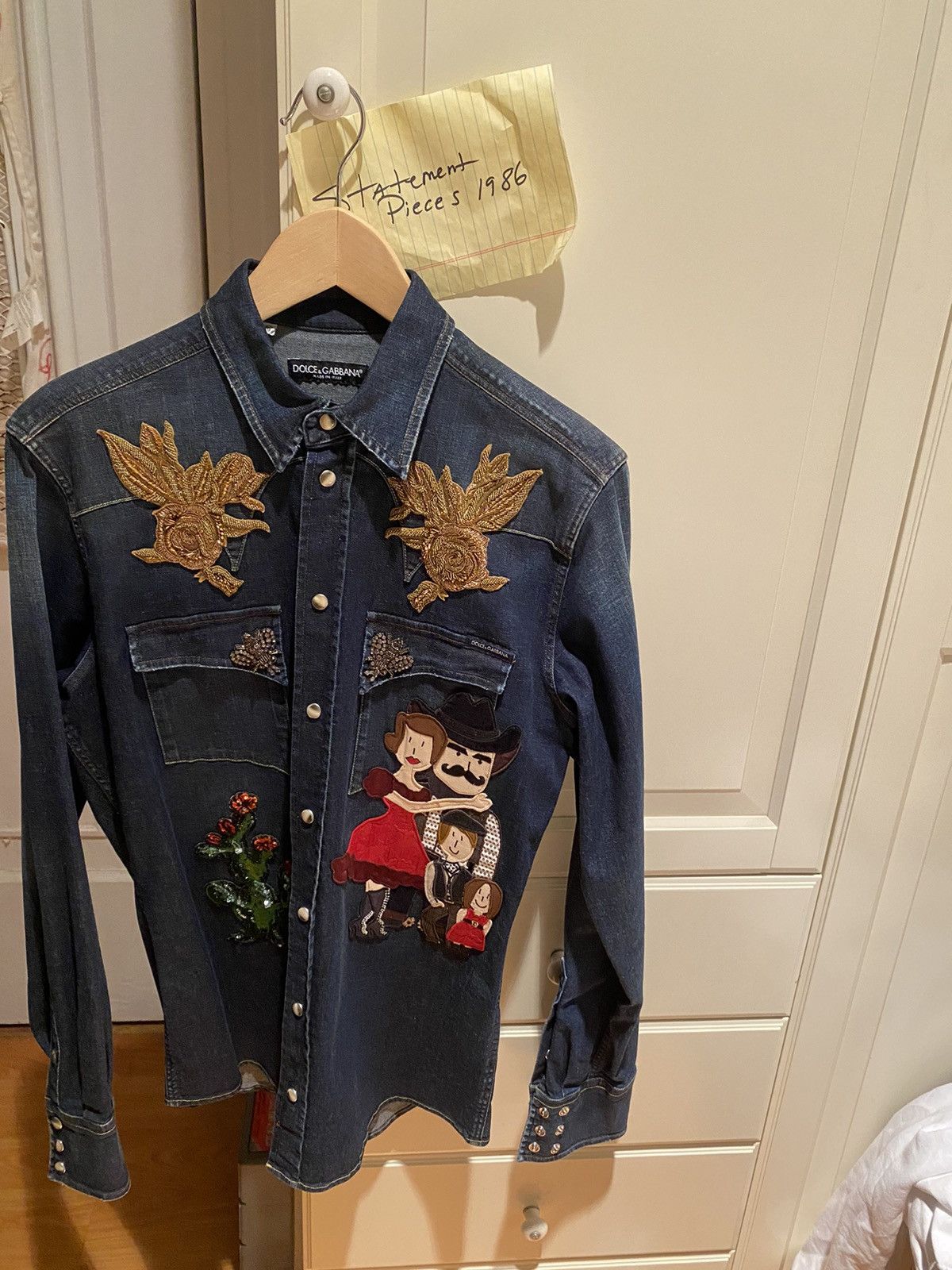 Chemise Dolce&Gabbana SICILIA - Denim Faded, Taille 38 (15), Made In Italy - RARE, Neuve Avec étiquettes