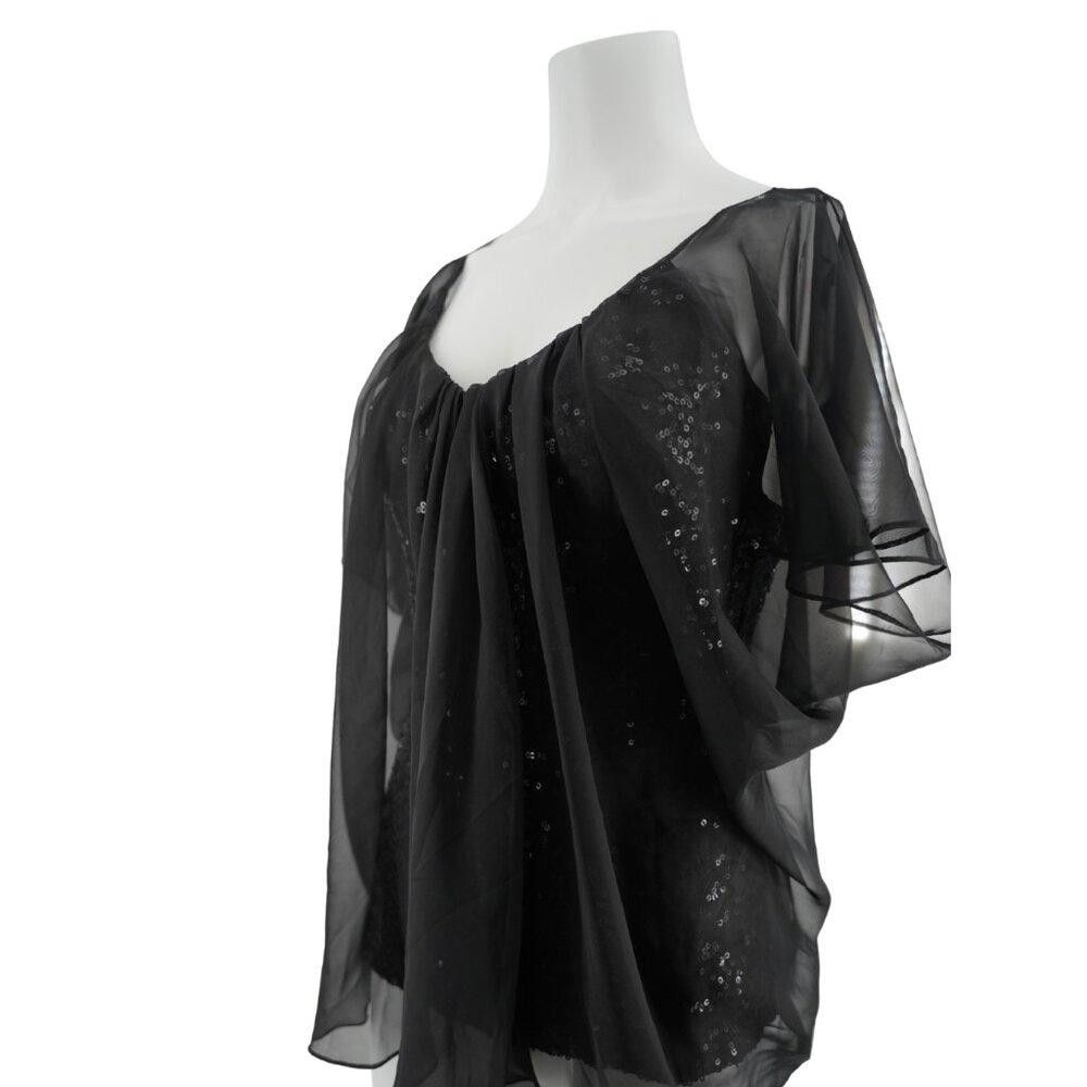 Designer Badgley Mischka Black Sequin Blouse Size XS Size XS / US 0-2 / IT 36-38 - 6 Thumbnail
