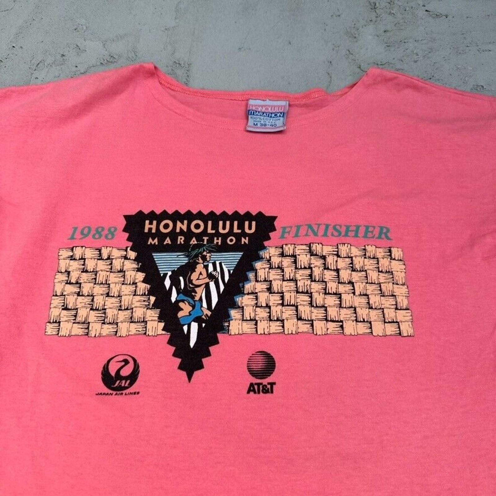 Vintage Vintage Honolulu Marathon Finisher 1988 Hawaii Salmon Shirt Size S / US 4 / IT 40 - 2 Thumbnail