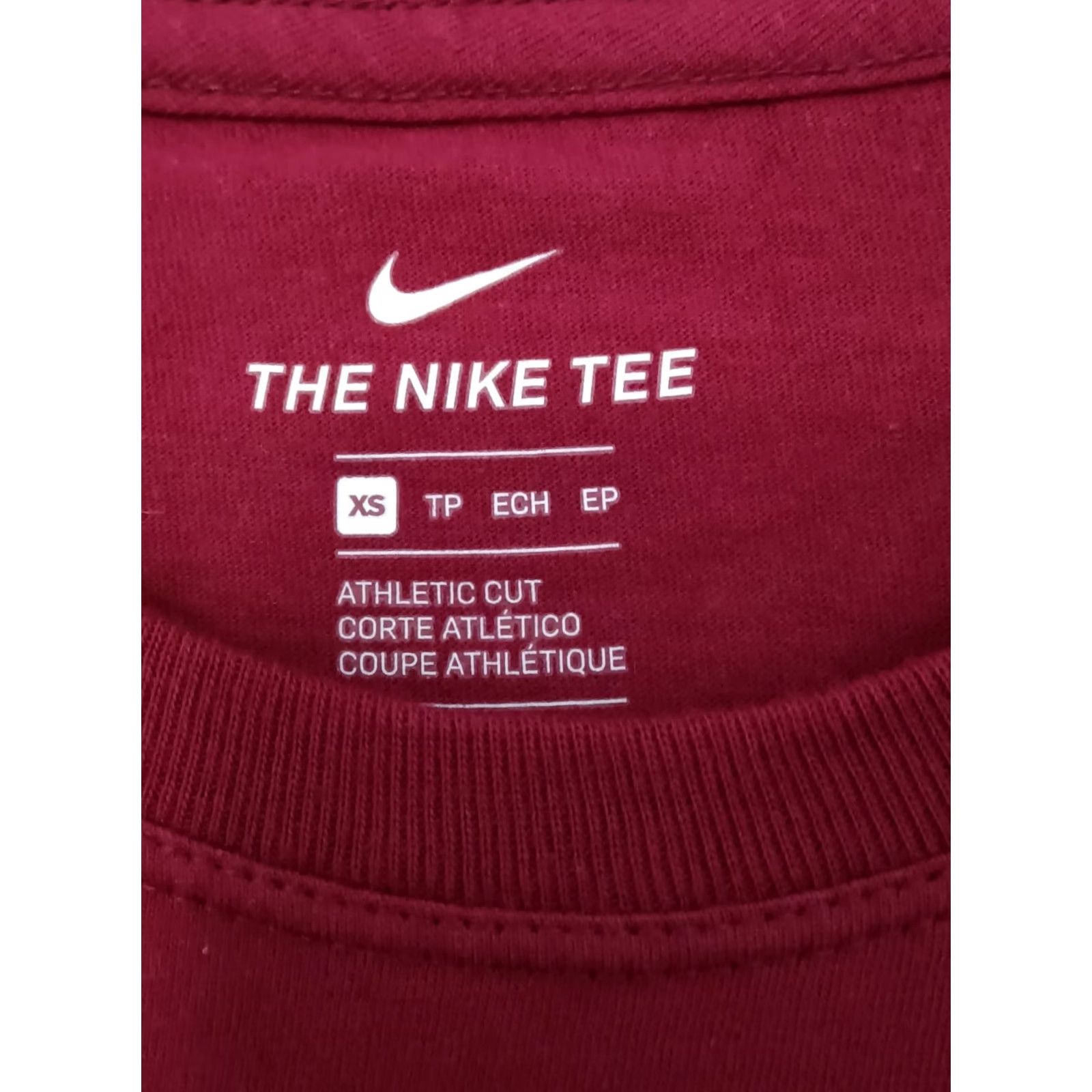 Nike Nike Tee Mens T-Shirt Short Sleeve Athletic Fit XS Burgundy Colored Solid Logo Neck Crew Pullover Activewear Shirt Size US XS / EU 42 / 0 - 5 Thumbnail