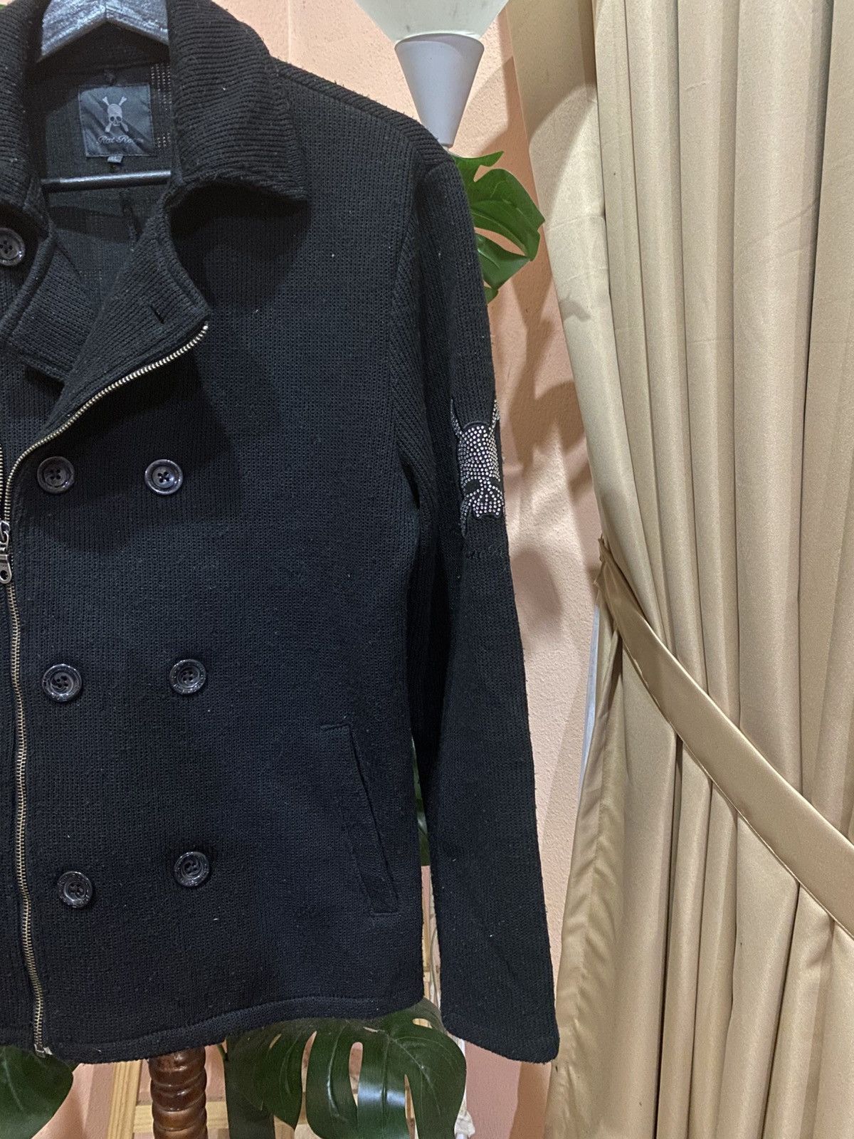 RATS JAPAN × Roen Rat Roen Japan Black Asymmetrical Knit DoubleBreasted Jacket Size M / US 6-8 / IT 42-44 - 5 Thumbnail