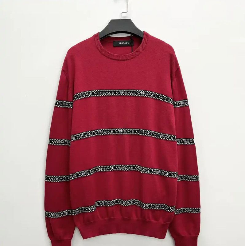 Versace Versace Red Wool Embroidered Pullover Sweater 0089 Size US L / EU 52-54 / 3 - 1 Thumbnail