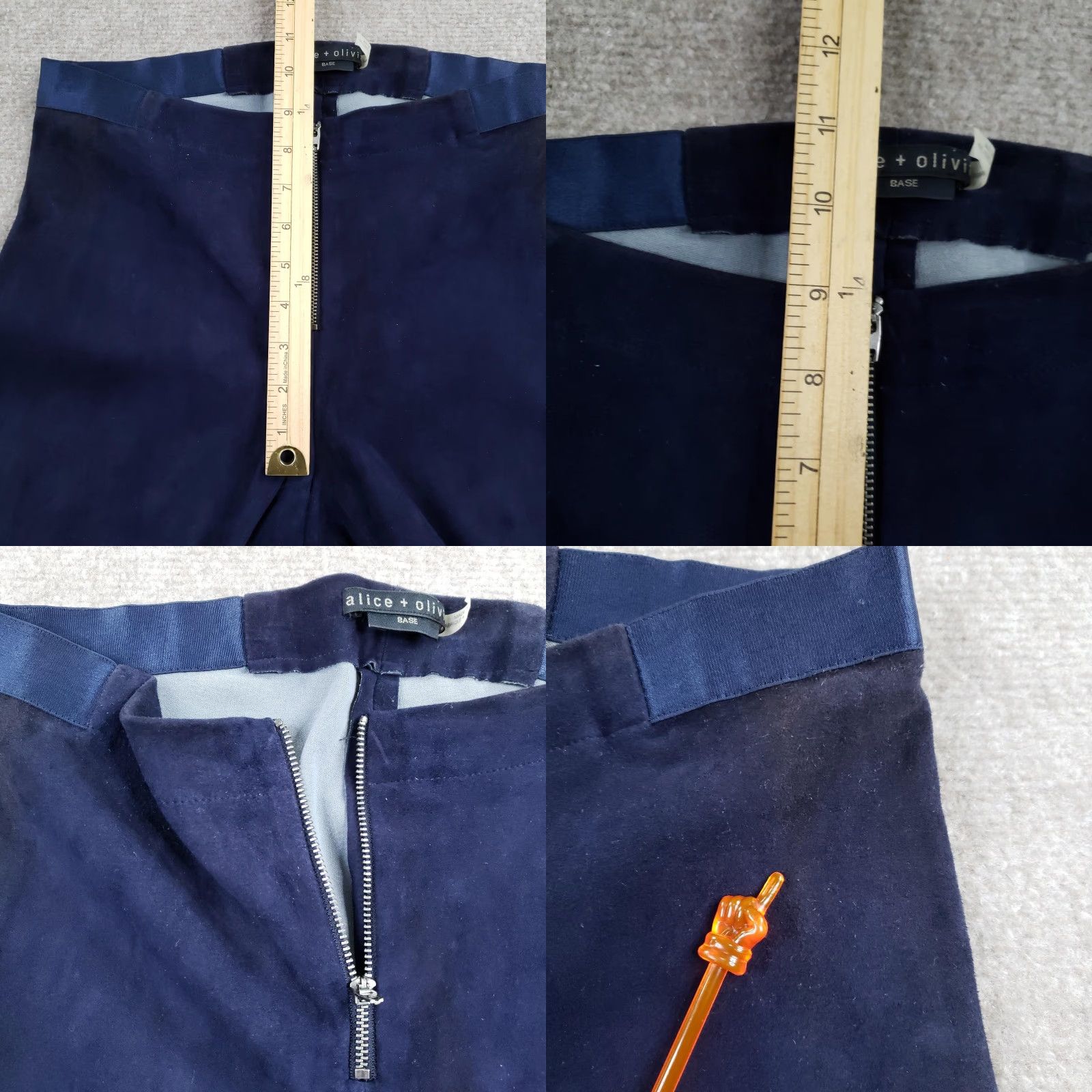 Alice + Olivia VINTAGE Alice + Olivia Base Pants Womens Size 12 Blue Zip Lamb Leather Skinny Ankle Size 34" / US 12 / IT 48 - 8 Thumbnail
