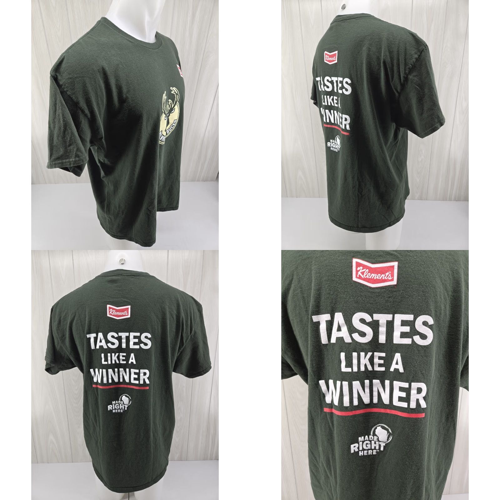 Gildan Klement's Milwaukee Bucks T Shirt XL Green Mens Short Sleeve T-Shirt Size US XL / EU 56 / 4 - 8 Thumbnail