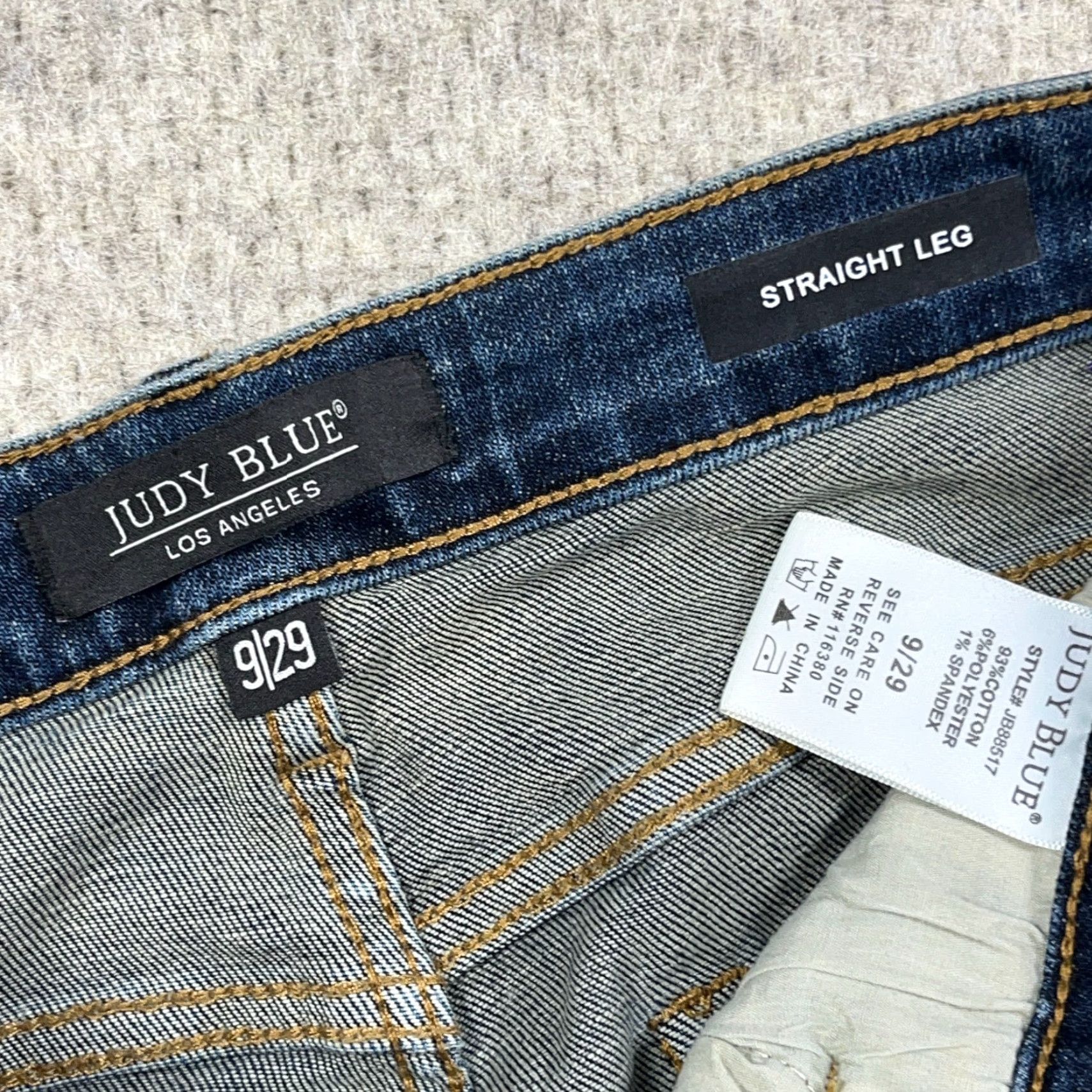 Vintage Judy Blue Jeans Women 29 Straight Leg Fit Dark Wash Distressed Holes Ripped 5-Pocket Denim Cotton Polyester Spandex Rayon Blue Vintage No Size 29" - 4 Thumbnail