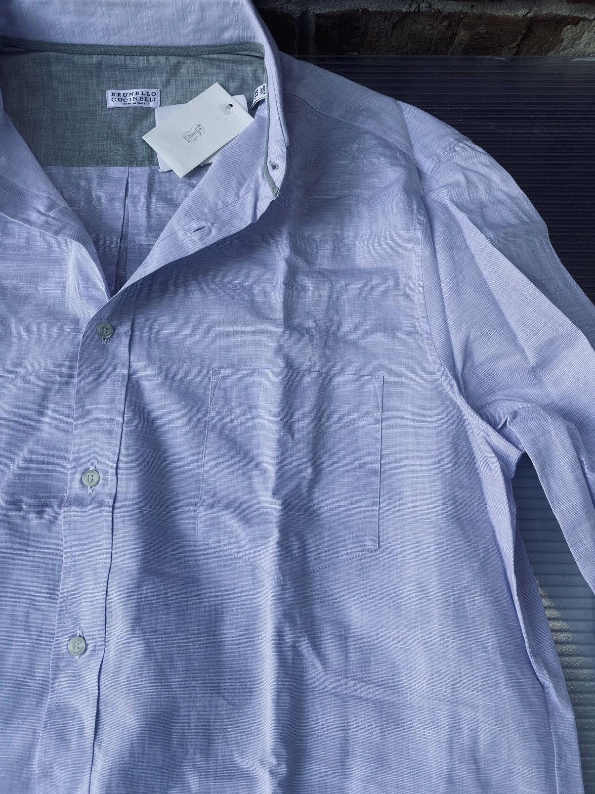 Brunello Cucinelli Brunello Cucinelli 🇮🇹 Light Blue Linen/Cotton shirt XL NWT Size US XL / EU 56 / 4 - 9 Thumbnail
