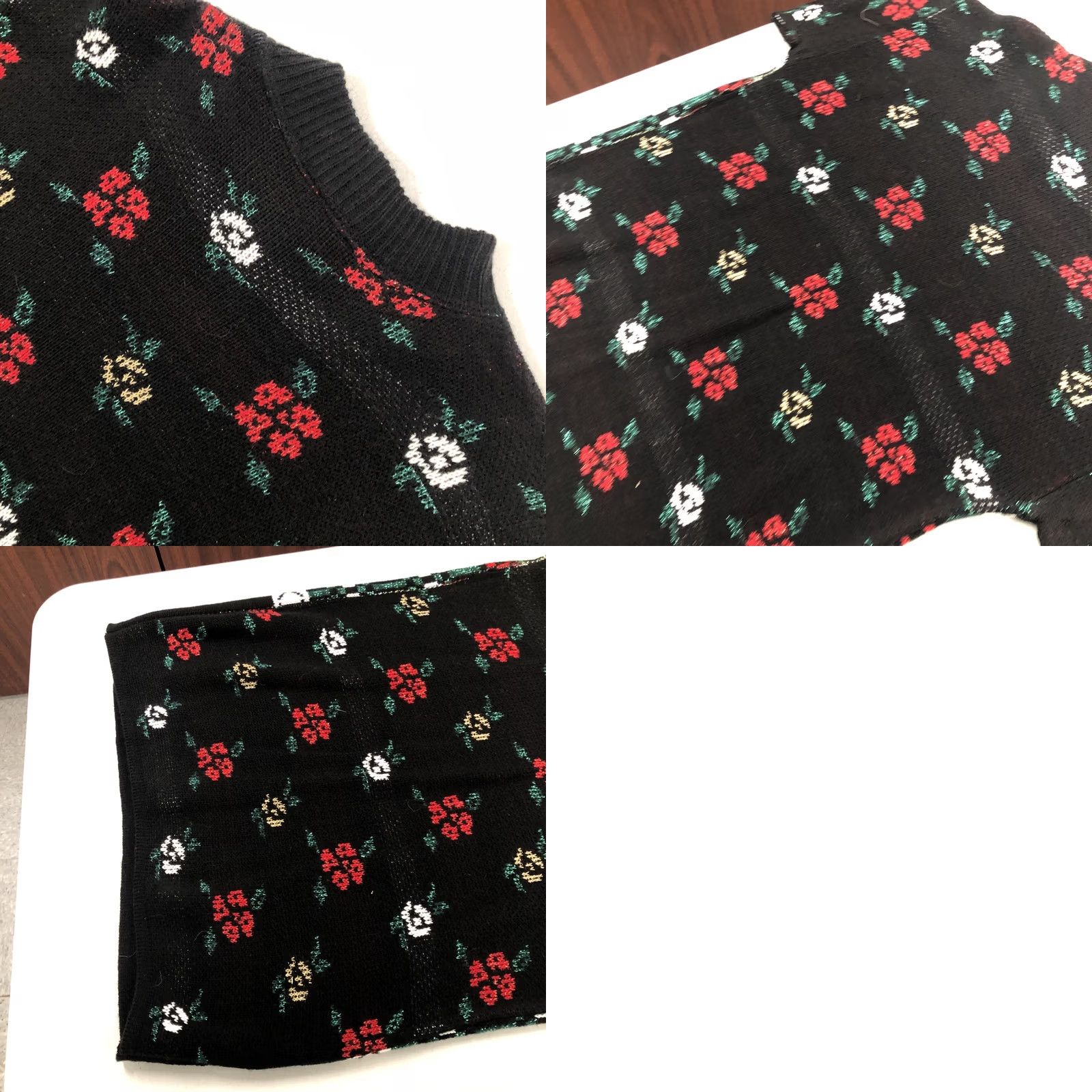 Valentino VINTAGE Mathias Sweater Women's M Black 80s 90s Floral Hearts Glitter Pullover Knit Crew Neck Long Sleeve Holiday Christmas Valentine Mens? Womens Size M / US 6-8 / IT 42-44 - 8 Thumbnail