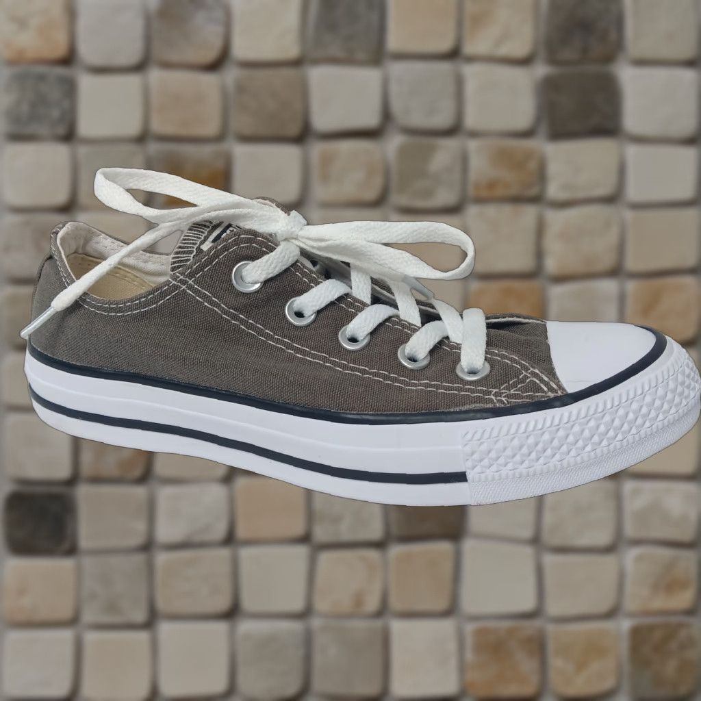 Converse Converse All Star Sneakers Low Base Gray Canvas Mens Womens 6 4 Lace Up Star Pattern Rubber Sole Shoes Size S / US 4 / IT 40 - 1 Thumbnail