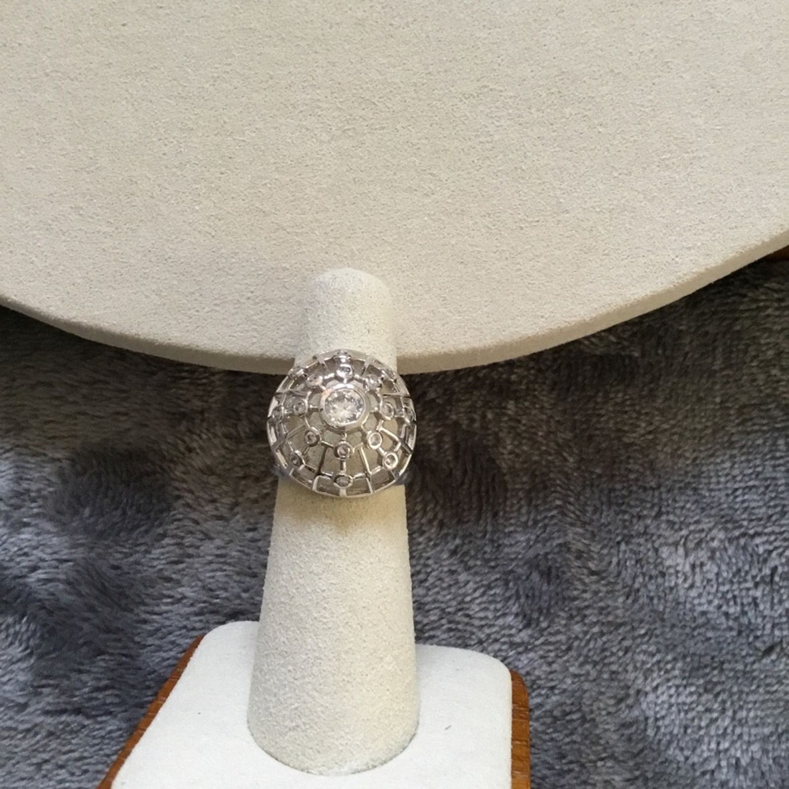 Other Sterling Silver Unique Round Crystal Ring Size ONE SIZE - 1 Thumbnail