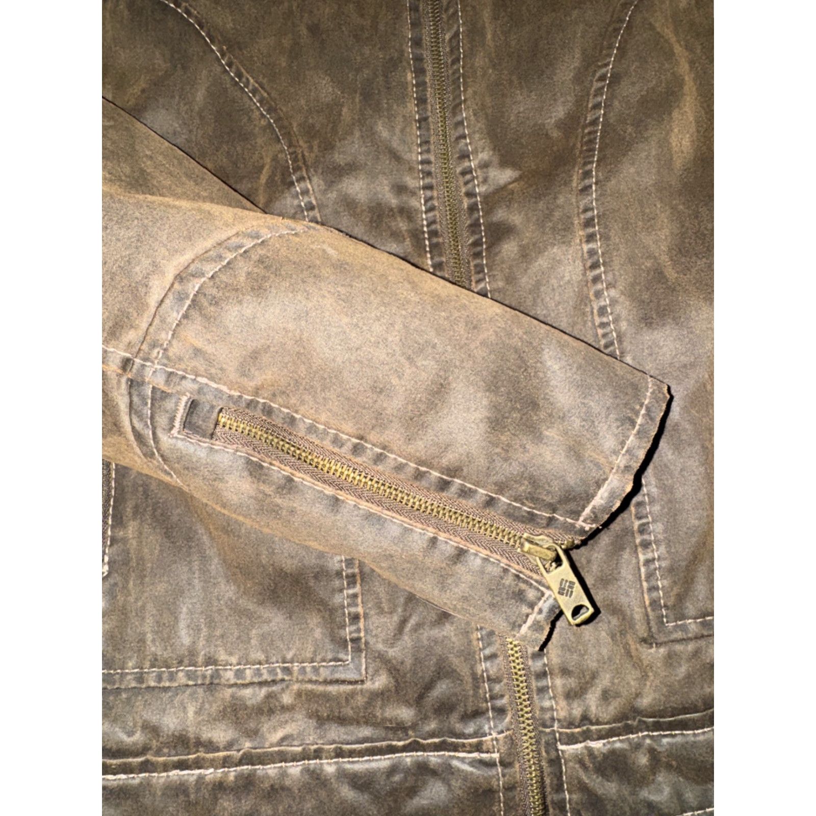Vintage Columbia Hooded Jacket Brown Men’s Large L | Faux Leather Motorcycle Style, Outer Shell, 20x23, Pre-owned, Hooded, Regular 20x23 Size US L / EU 52-54 / 3 - 3 Thumbnail