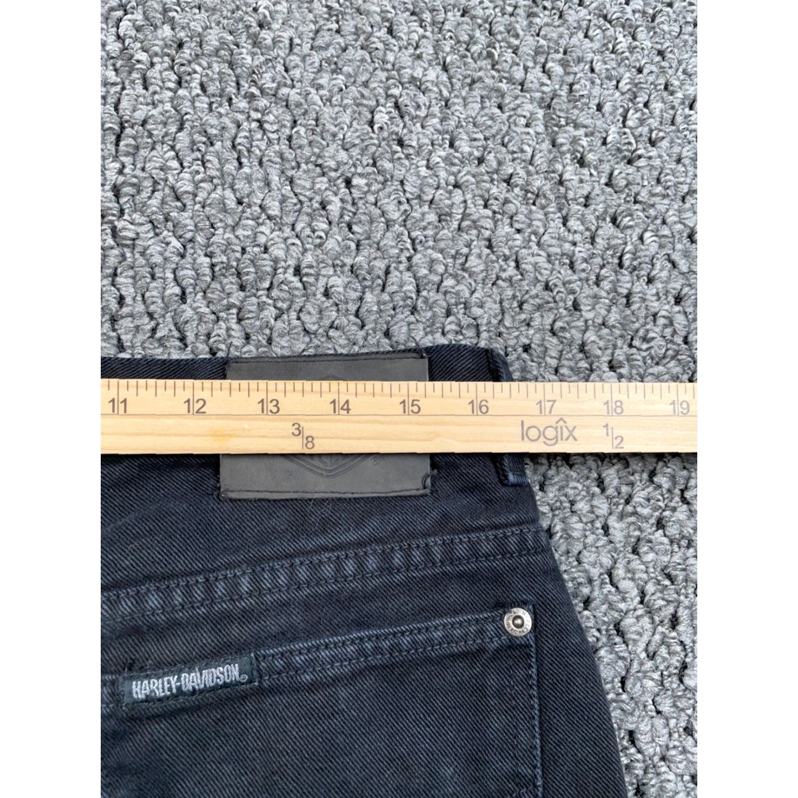 Harley Davidson VINTAGE Harley-Davidson Jeans Men 32 x 31 Black Denim 5-Pocket Traditional Fit Civilian Shotgun Zip Fly Regular Inseam 31 90s Biker Grunge Retro Size US 32 / EU 48 - 5 Thumbnail