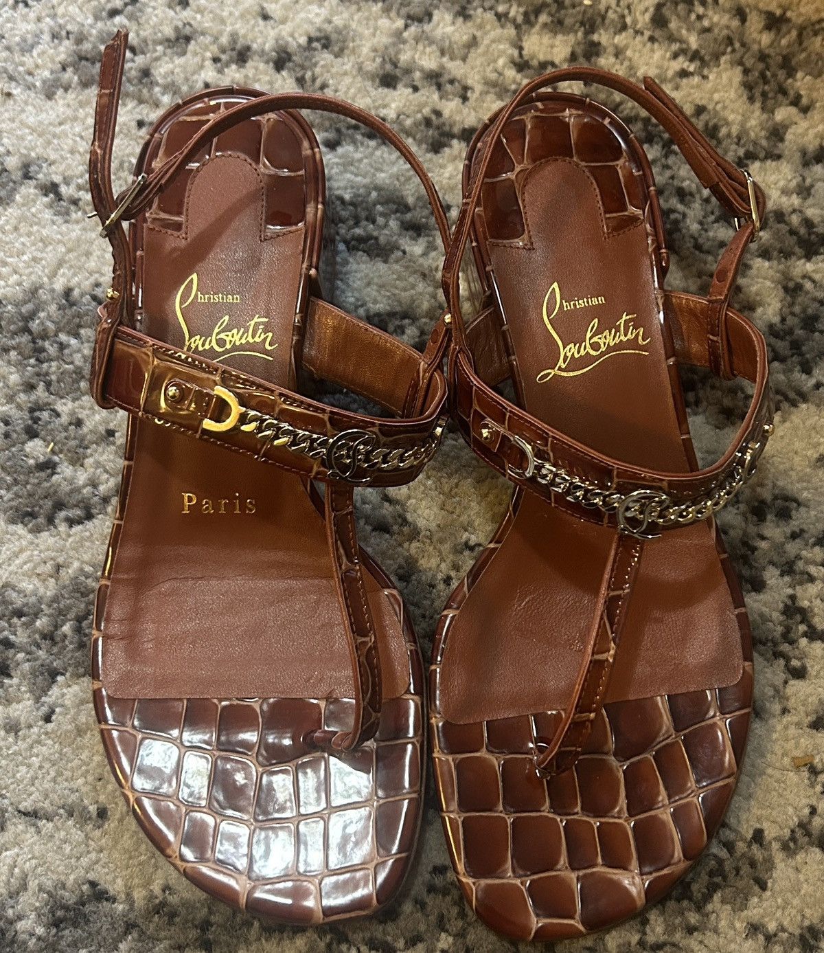Christian Louboutin CHRISTIAN LOUBOUTIN MJ embellished croc-effect Sandal Size US 5 / IT 35 - 6 Thumbnail