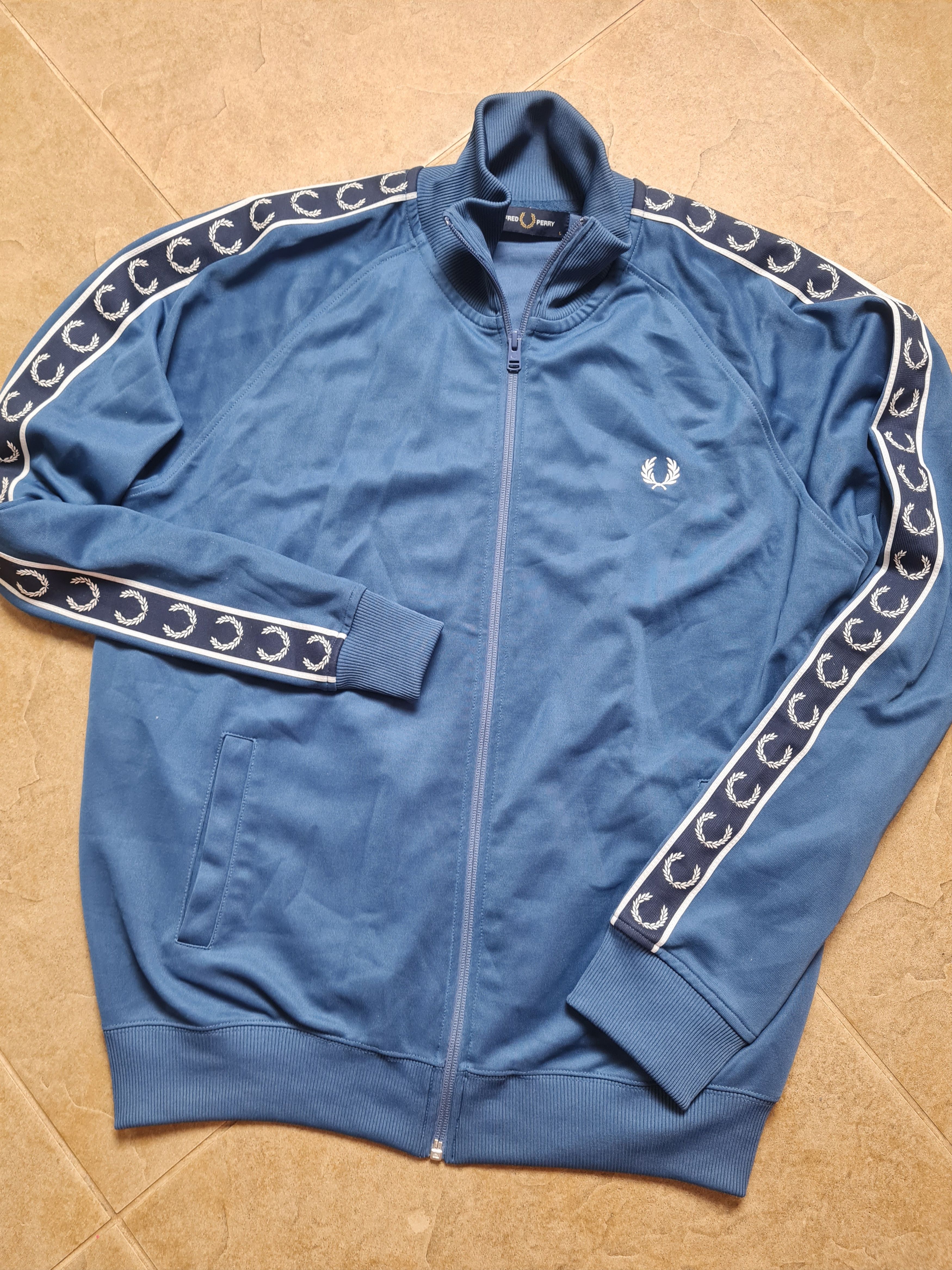 Vintage Fred Perry Sportswear Track Jacket Top Blue Taped L