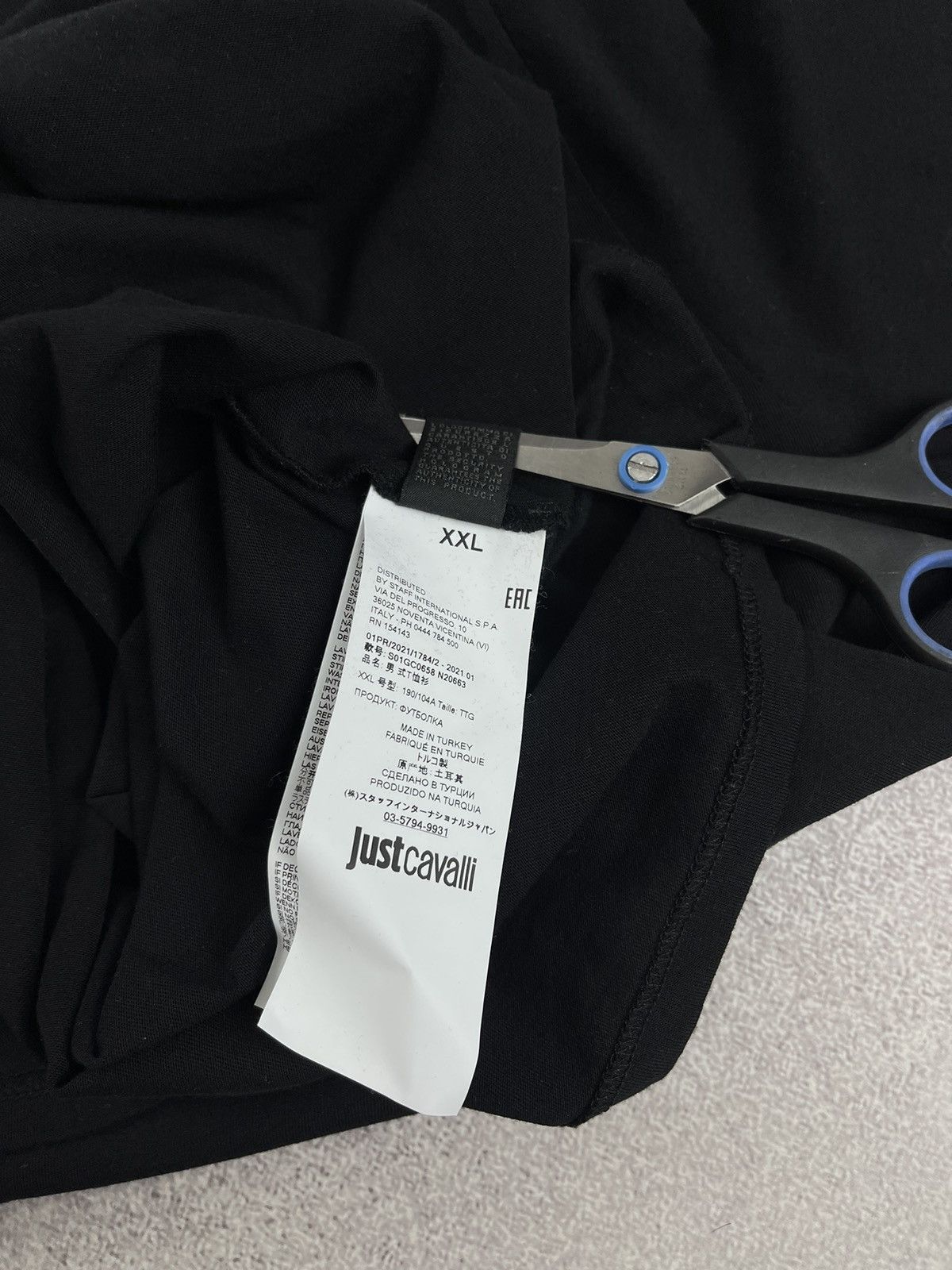Just Cavalli × Roberto Cavalli Just Cavalli Big Logo Black T-Shirt Men’s Size US XXL / EU 58 / 5 - 8 Thumbnail