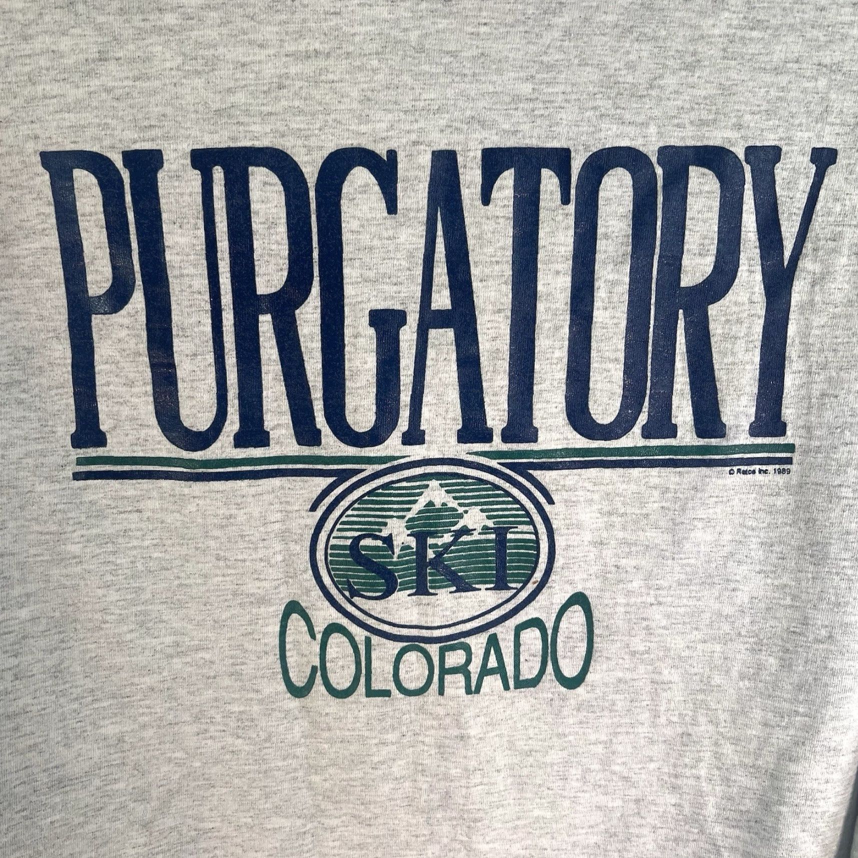 Vintage VINTAGE Miller Purgatory Ski CO Long Sleeve T-Shirt Mens L Gray 80s Graphic Print Logo AS- Boy Adventure Time Theme 1989 Local Made in USA Size US L / EU 52-54 / 3 - 3 Thumbnail