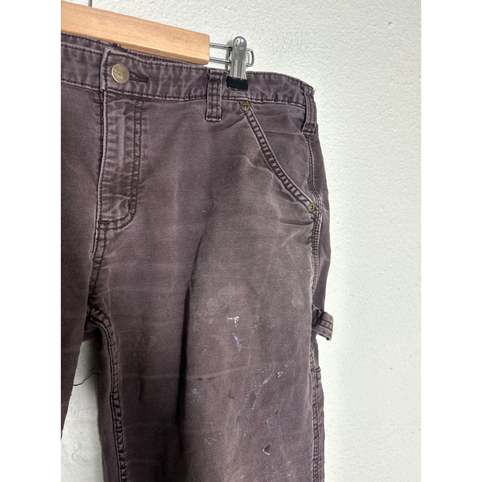 Carhartt Carhartt Original Fit Carpenter Utility Pants Womens 14 Brown 34x32 Paint Stains Size 36" / US 14 / IT 50 - 5 Thumbnail