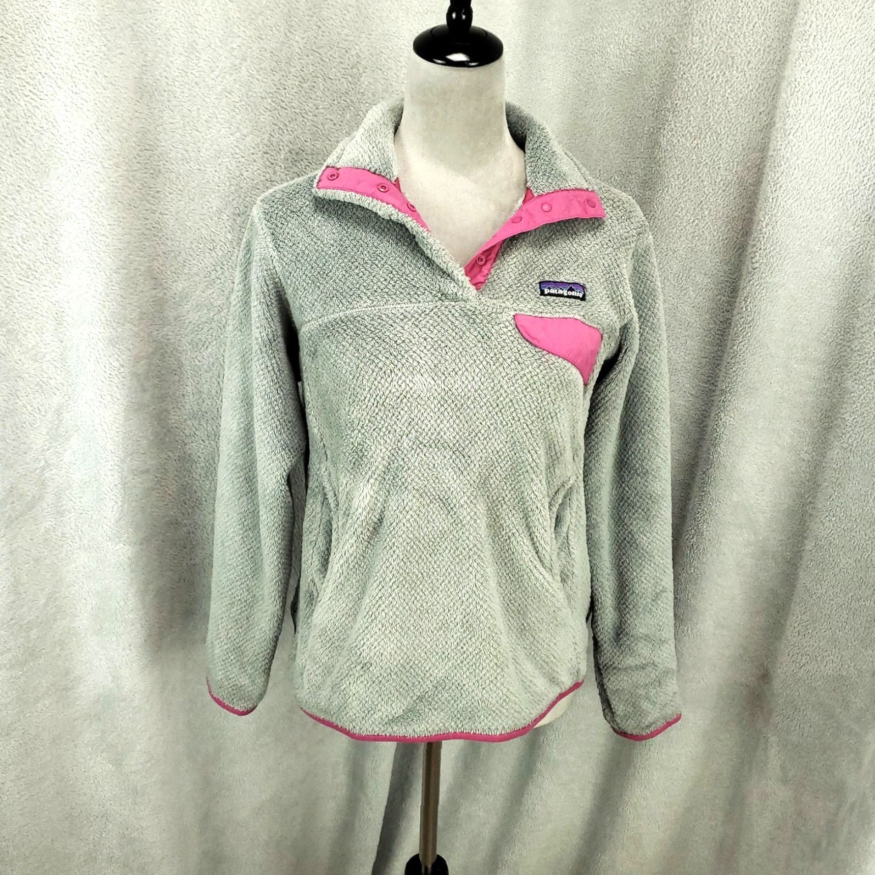 Patagonia Patagonia Synchilla Snap T Pullover Womens Small Grey Pink Fleece Jacket Size S / US 4 / IT 40 - 2 Thumbnail
