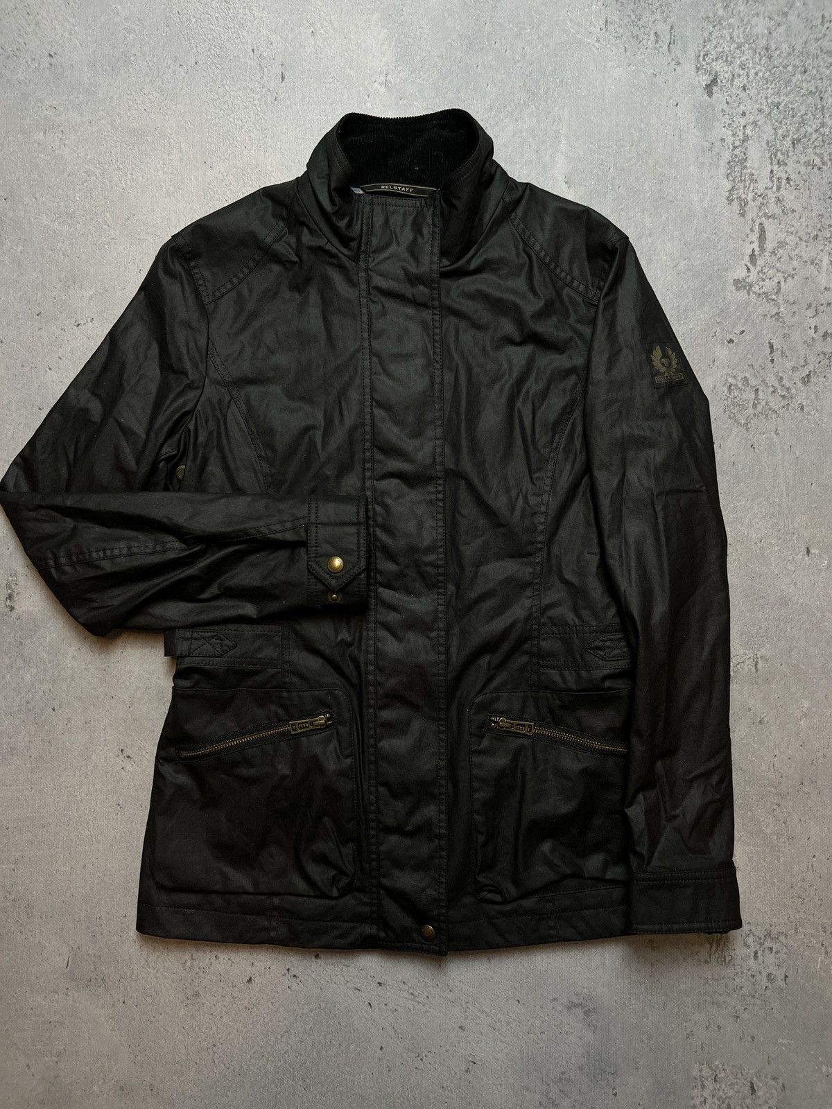 image of Belstaff Madeline Jacket Waxed Cotton Luxury Item Wax in Black, Women's (Size Small)