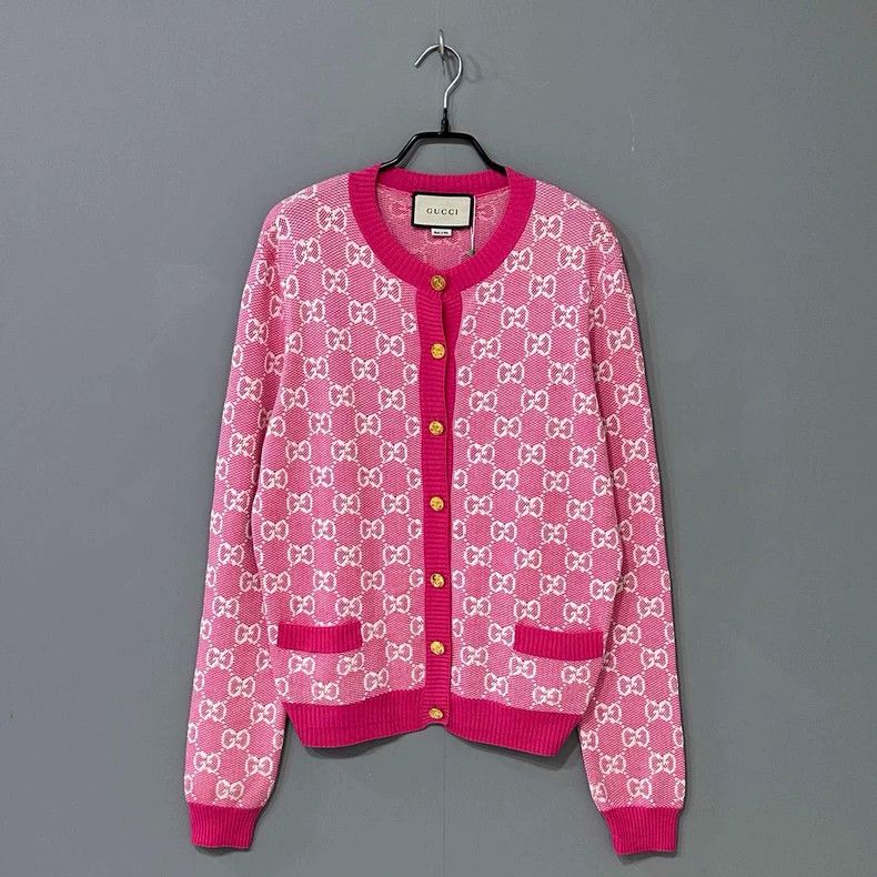 Gucci Gucci Pink full-print gold-button cardigan coat 2506-Nextar Size L / US 10 / IT 46 - 1 Thumbnail