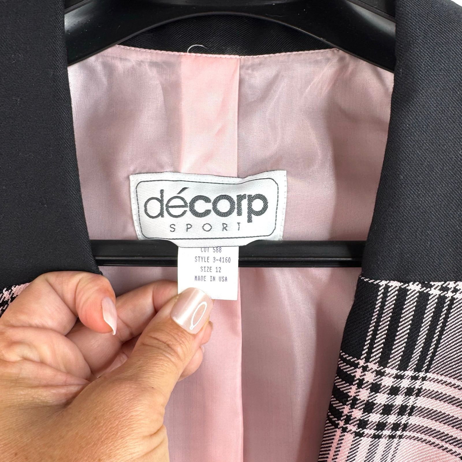 Vintage Vintage 80s 90s Pink Black Plaid Blazer Women’s Size 12 Size XL / US 12-14 / IT 48-50 - 2 Thumbnail