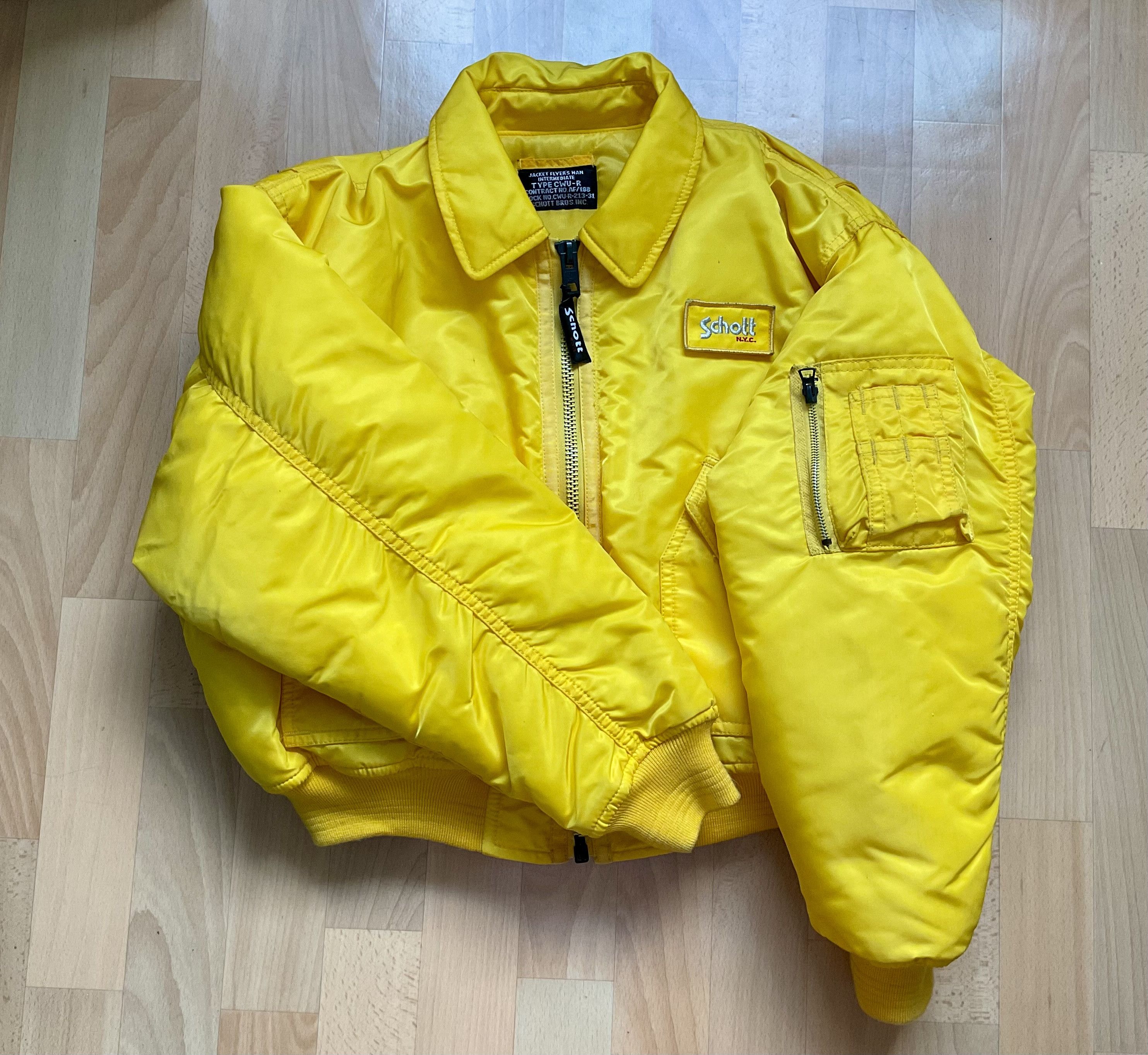 Schott Bros CWU-R Flight Jacket Yellow Vintage 90s