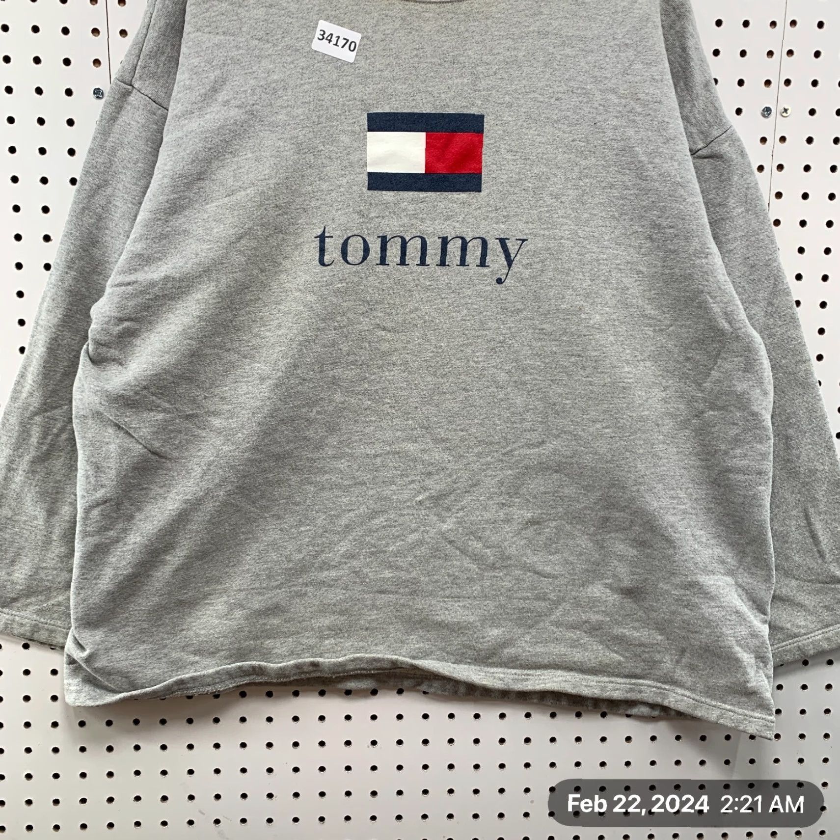 Tommy Hilfiger VINTAGE Tommy Hilfiger Long Sleeve Shirt Mens XL Gray Flag Logo Made in USA Size US XL / EU 56 / 4 - 6 Thumbnail