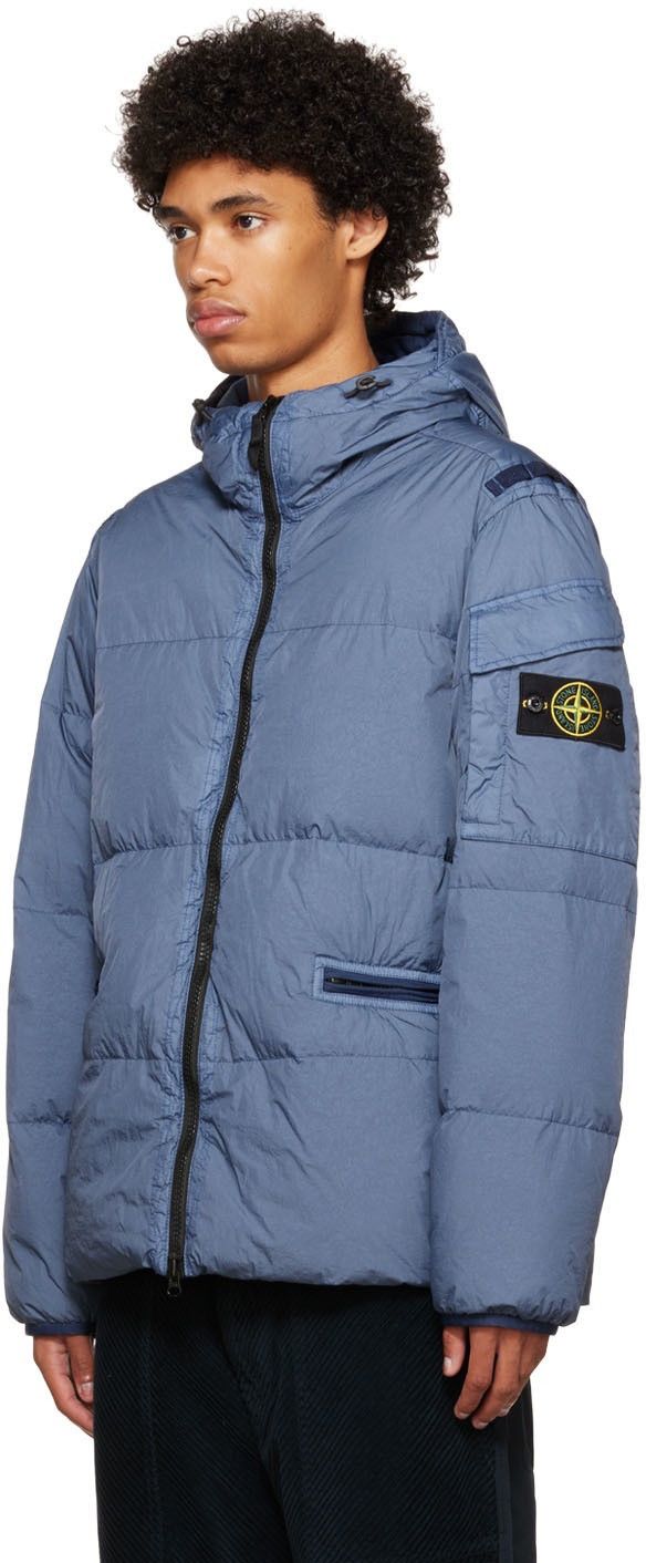 Stone Island Stone Island Blue Crinkle Reps Down Jacket Size US S / EU 44-46 / 1 - 1 Thumbnail