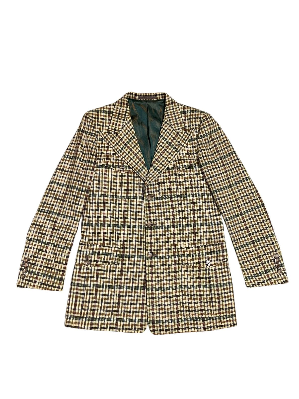 Yves Saint Laurent Vintage Yves Saint Laurent Single Breasted Plaid Wool Blazer Size US M / EU 48-50 / 2 - 2 Thumbnail