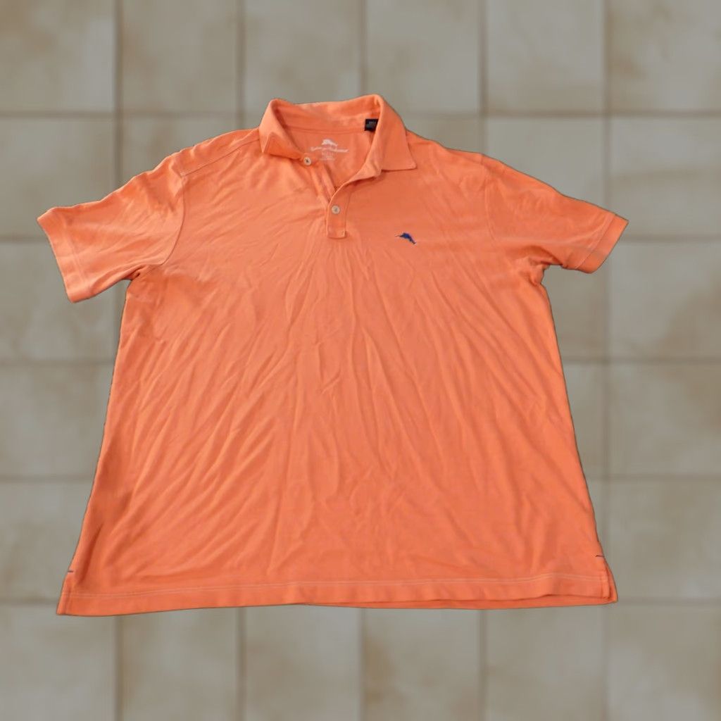 Tommy Bahama Tommy Bahama Polo Shirt XL Mens Orange Short Sleeve Button Up Knit Cotton Polyester Classic Check Logo Breathable Vintage No Size US XL / EU 56 / 4 - 1 Thumbnail