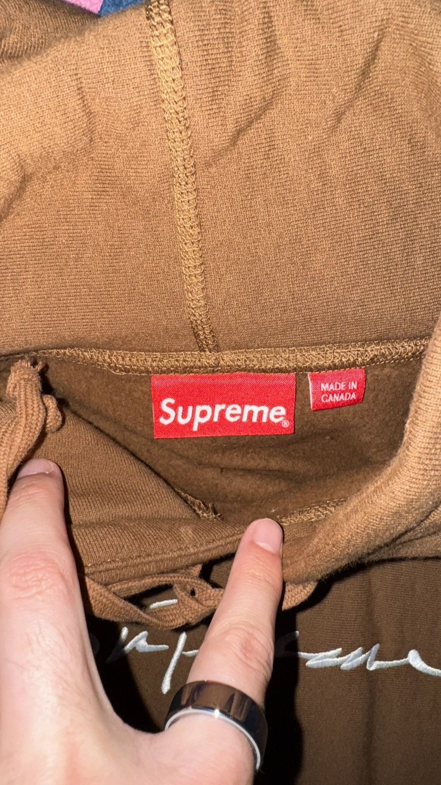 Supreme Supreme Script Hoodie (Brown) Size US L / EU 52-54 / 3 - 4 Thumbnail