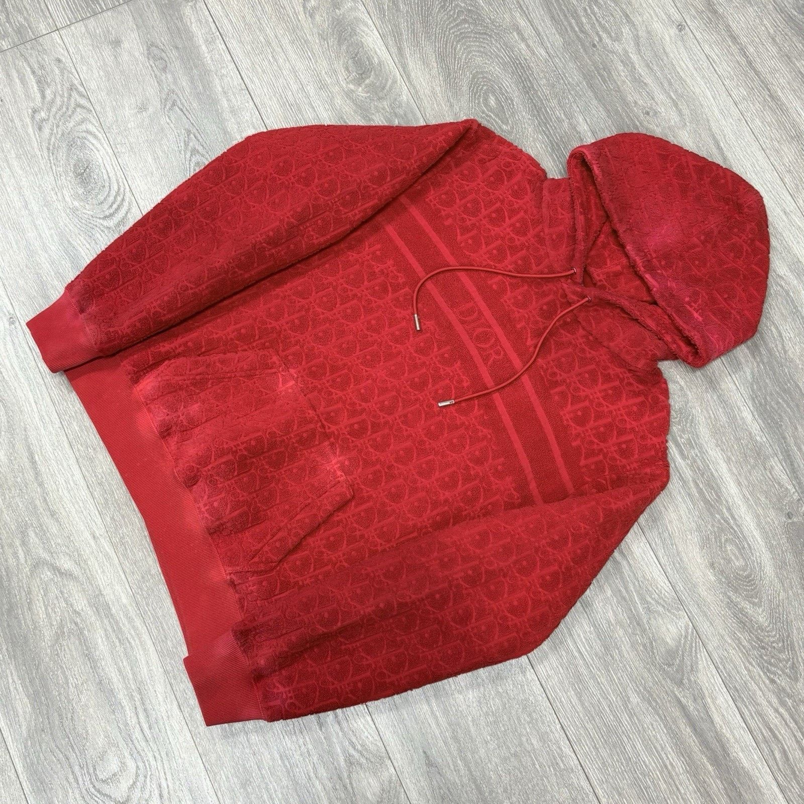 Dior Size Medium - Dior Terry Cotton Towel Hoodie ' Red ' Size US M / EU 48-50 / 2 - 3 Thumbnail