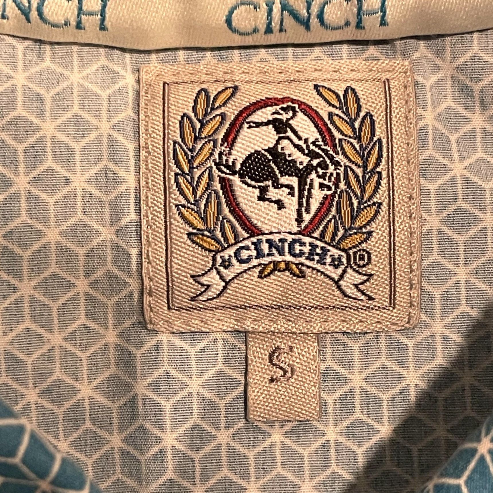 Vintage Cinch Shirt Geometric Blue Western Long Sleeve Mens S Snap Front Button-Up Embroidered Pockets Size US S / EU 44-46 / 1 - 6 Thumbnail