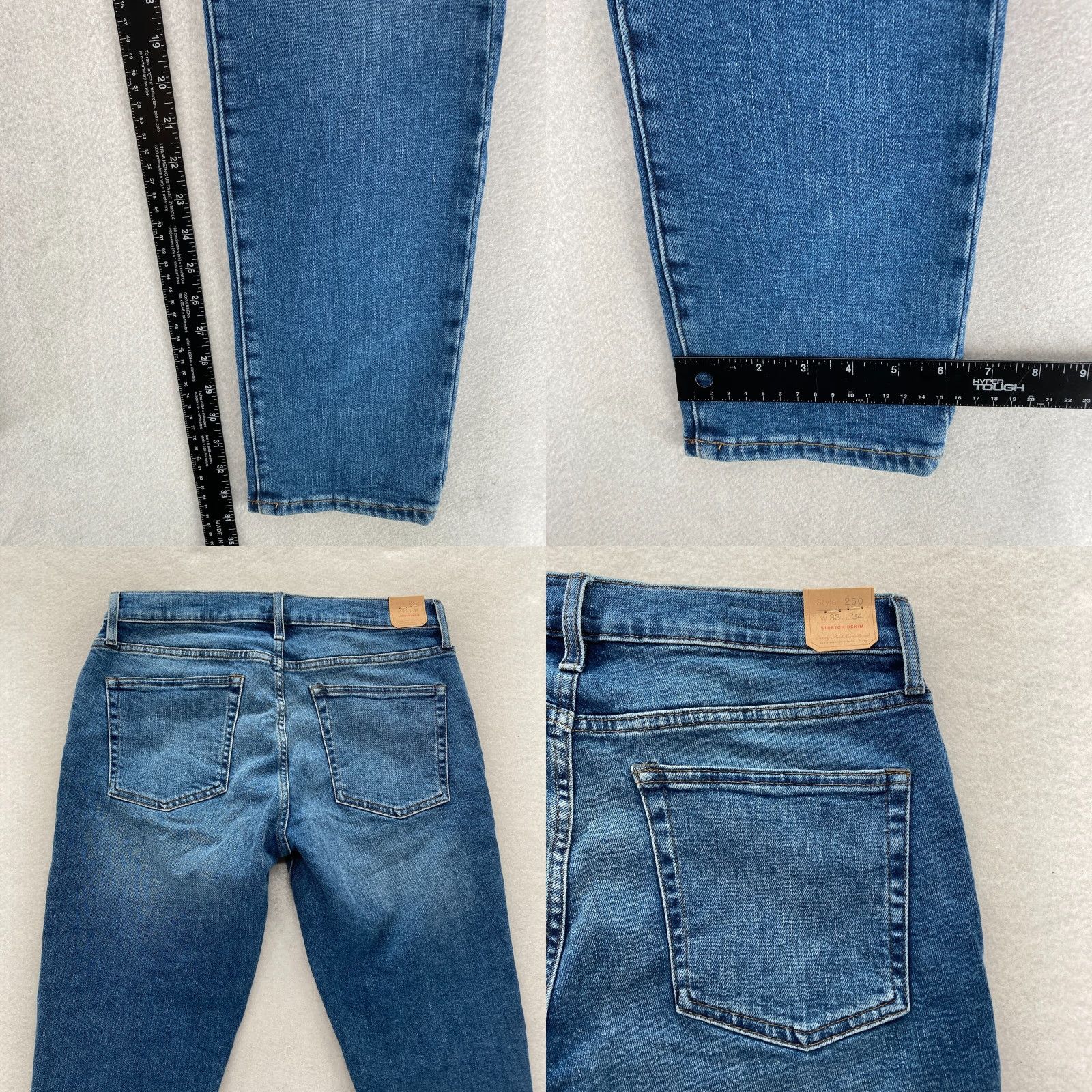 J.Crew J.CREW 250 Jeans Mens 33x34 Slim Fit Tapered Blue Denim Preppy Read Size US 33 - 9 Thumbnail